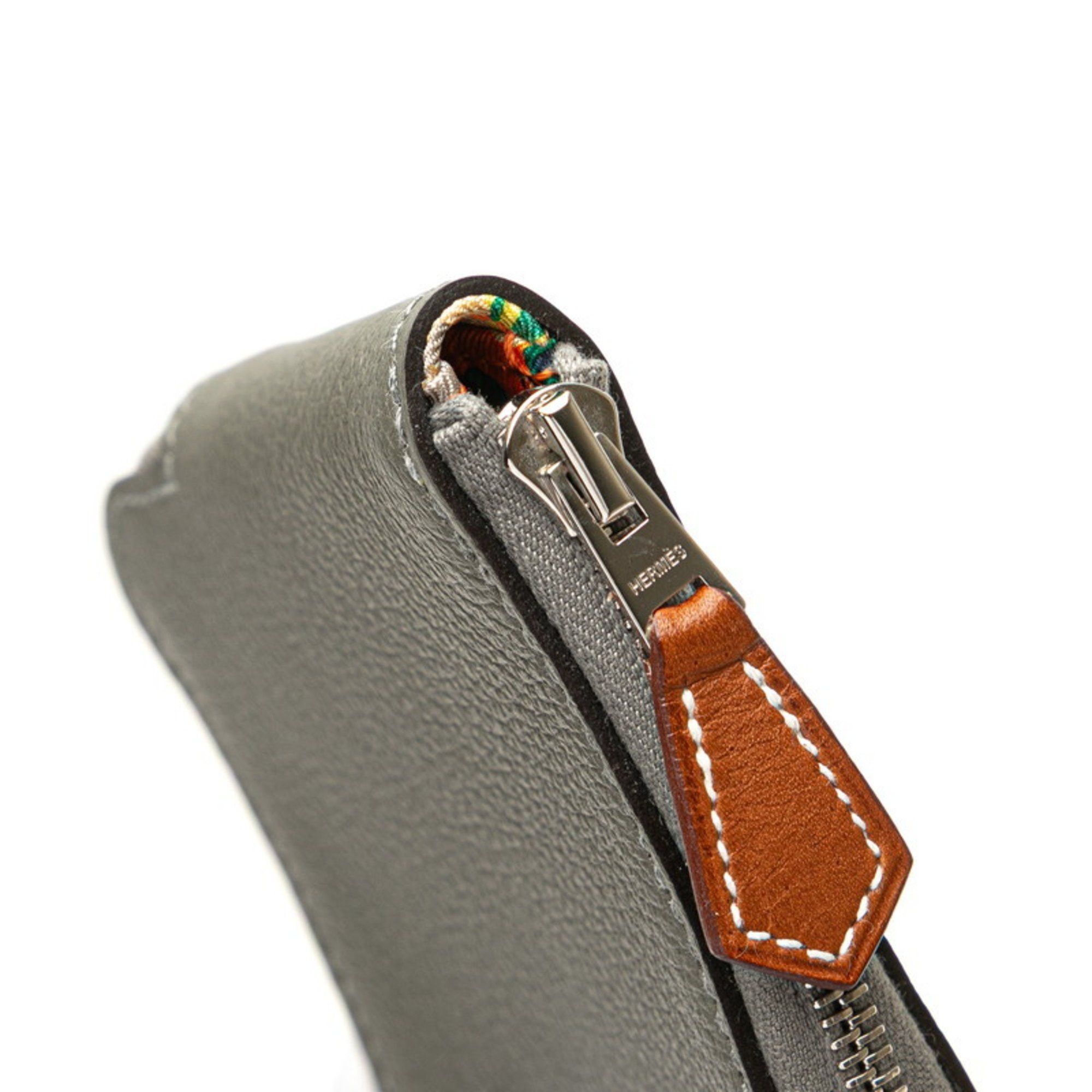 Hermes Hermès Azap Silkin Compact Wallet/Coin Case, Grimeyer Gray Evercolor, Women's, HERMES Size ONE SIZE - 6 Thumbnail