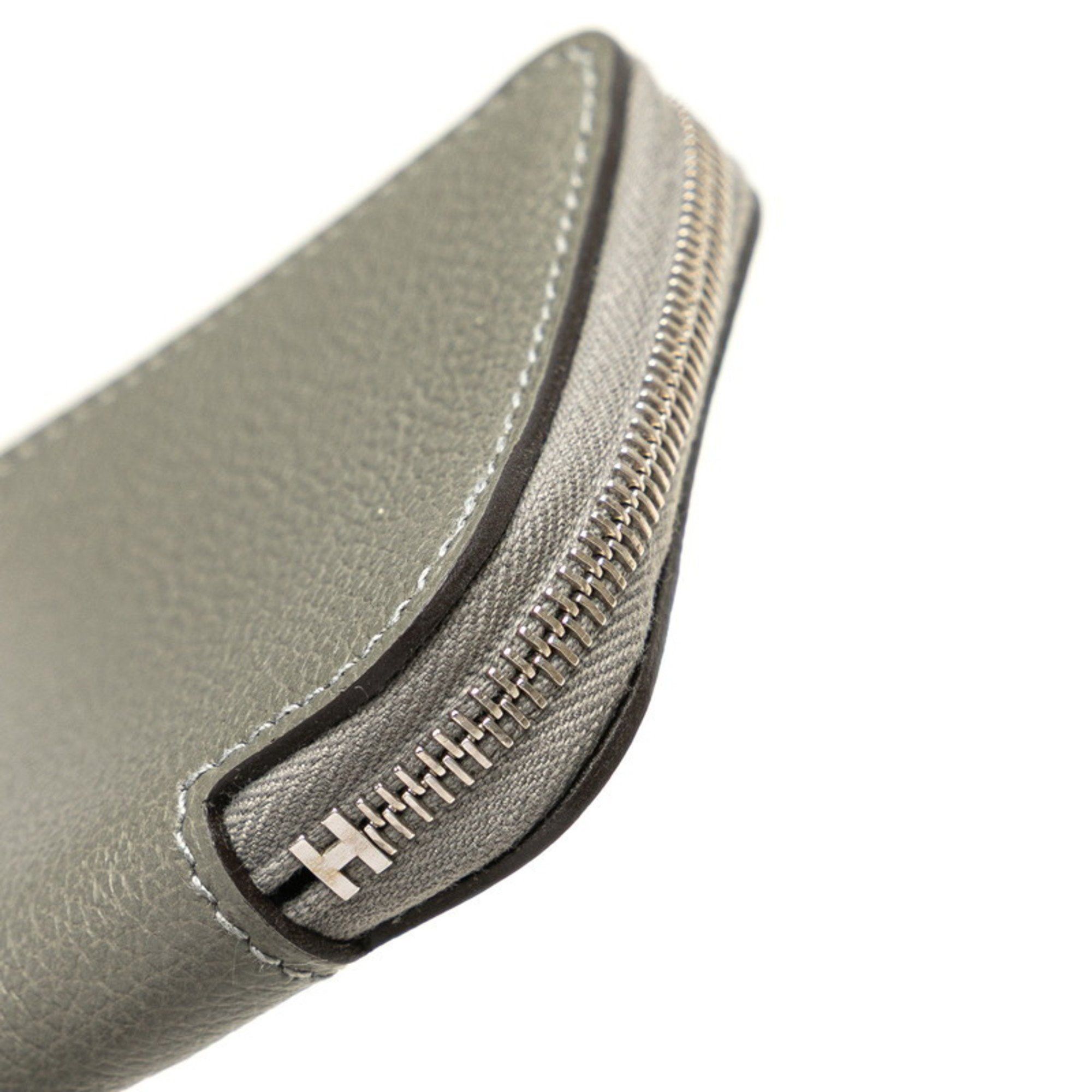 Hermes Hermès Azap Silkin Compact Wallet/Coin Case, Grimeyer Gray Evercolor, Women's, HERMES Size ONE SIZE - 4 Thumbnail