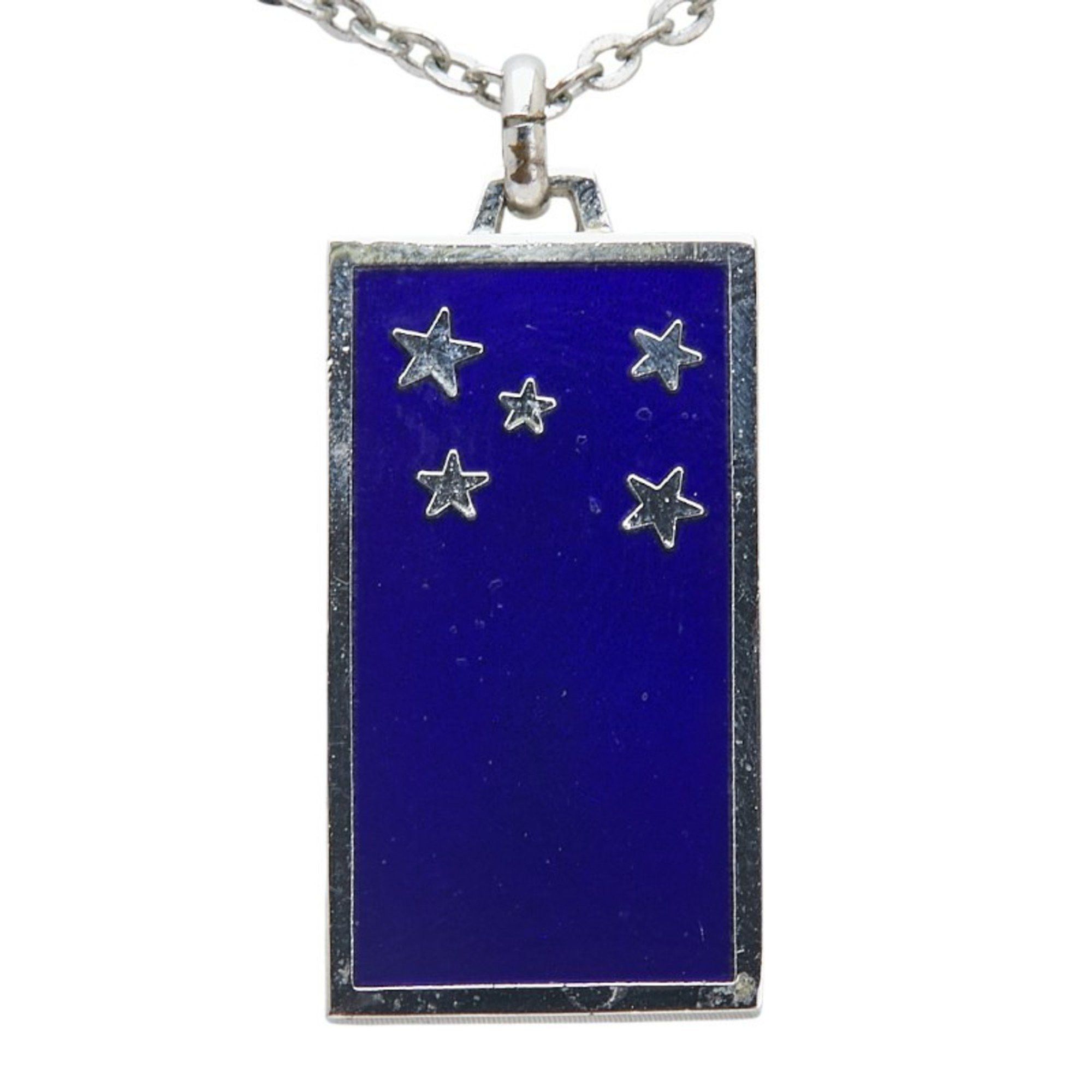 Yves Saint Laurent Yves Saint Laurent Saint Laurent Plate Star Necklace in Silver and Blue Metal for Women Size ONE SIZE - 2 Thumbnail