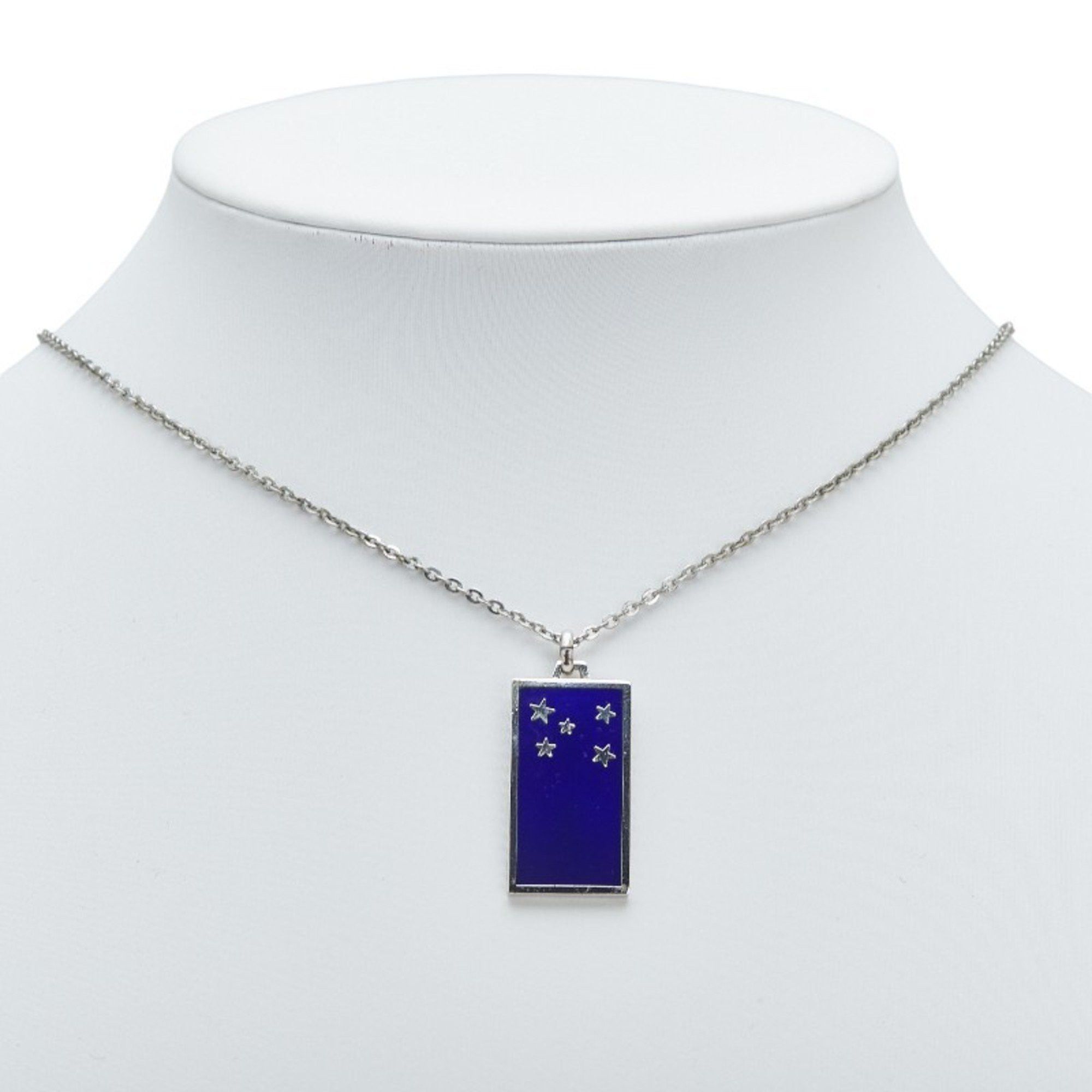 Yves Saint Laurent Yves Saint Laurent Saint Laurent Plate Star Necklace in Silver and Blue Metal for Women Size ONE SIZE - 6 Thumbnail