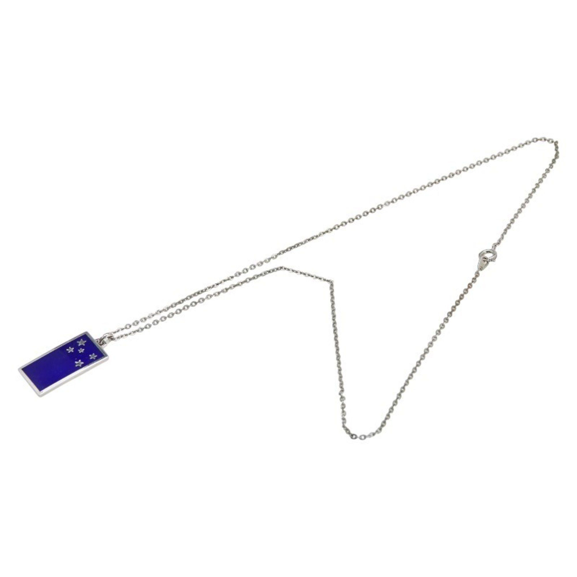 Yves Saint Laurent Yves Saint Laurent Saint Laurent Plate Star Necklace in Silver and Blue Metal for Women Size ONE SIZE - 4 Thumbnail