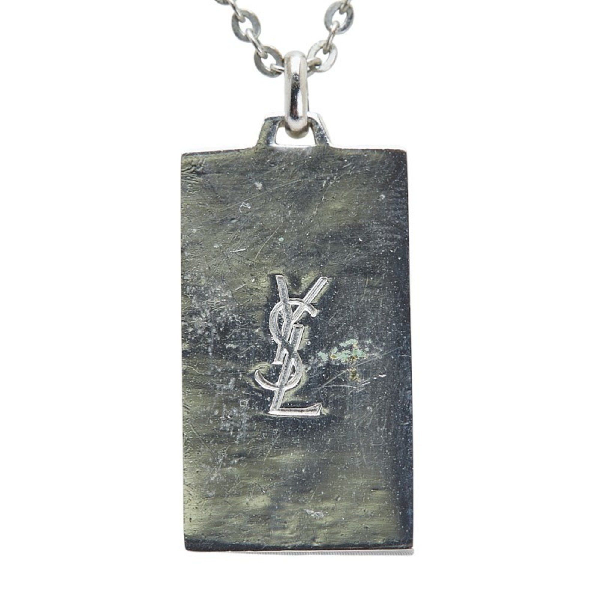 Yves Saint Laurent Yves Saint Laurent Saint Laurent Plate Star Necklace in Silver and Blue Metal for Women Size ONE SIZE - 3 Thumbnail