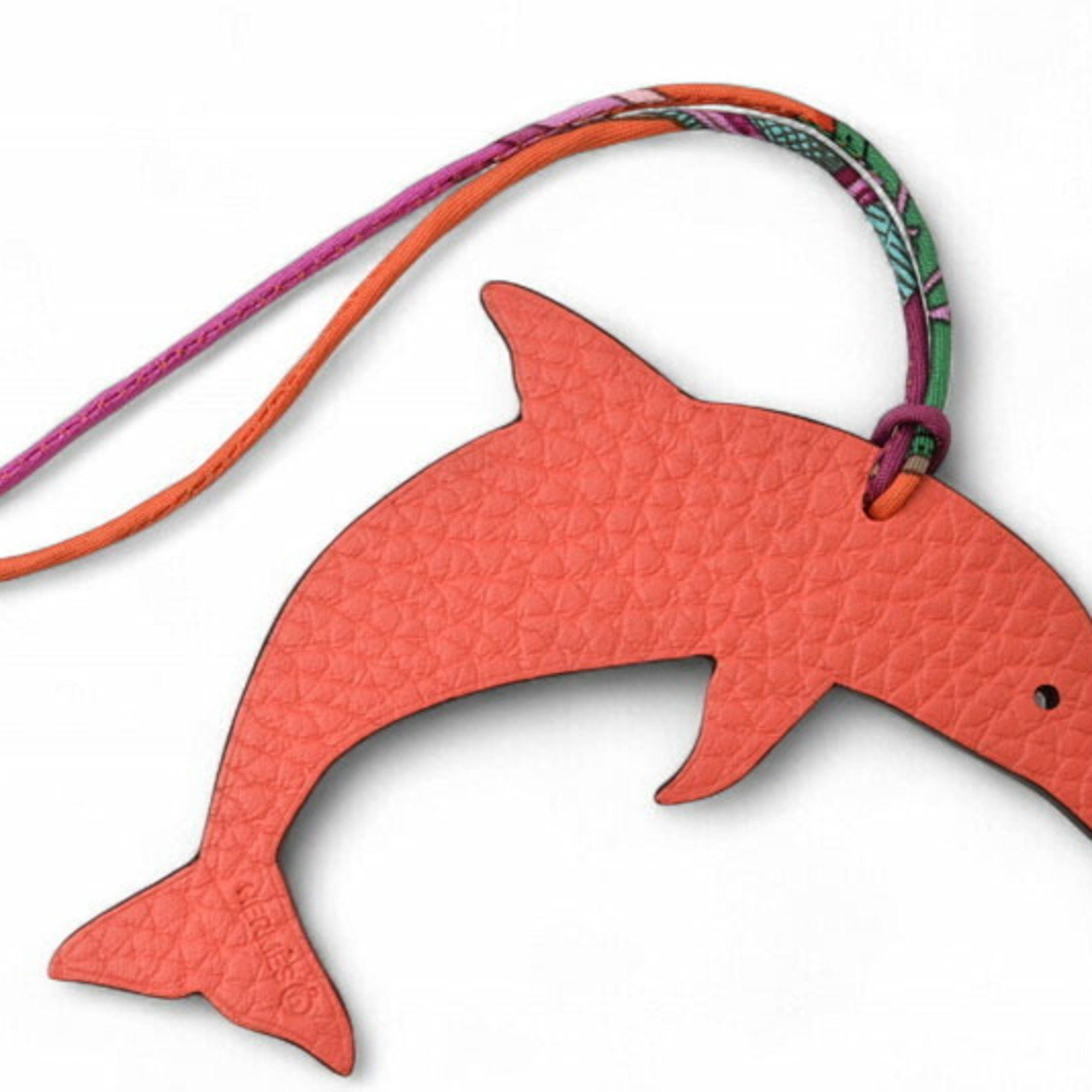 Hermes Hermes Hermès bag charm strap, dolphin motif, petite h ornament, burgundy, unused Size ONE SIZE - 2 Thumbnail