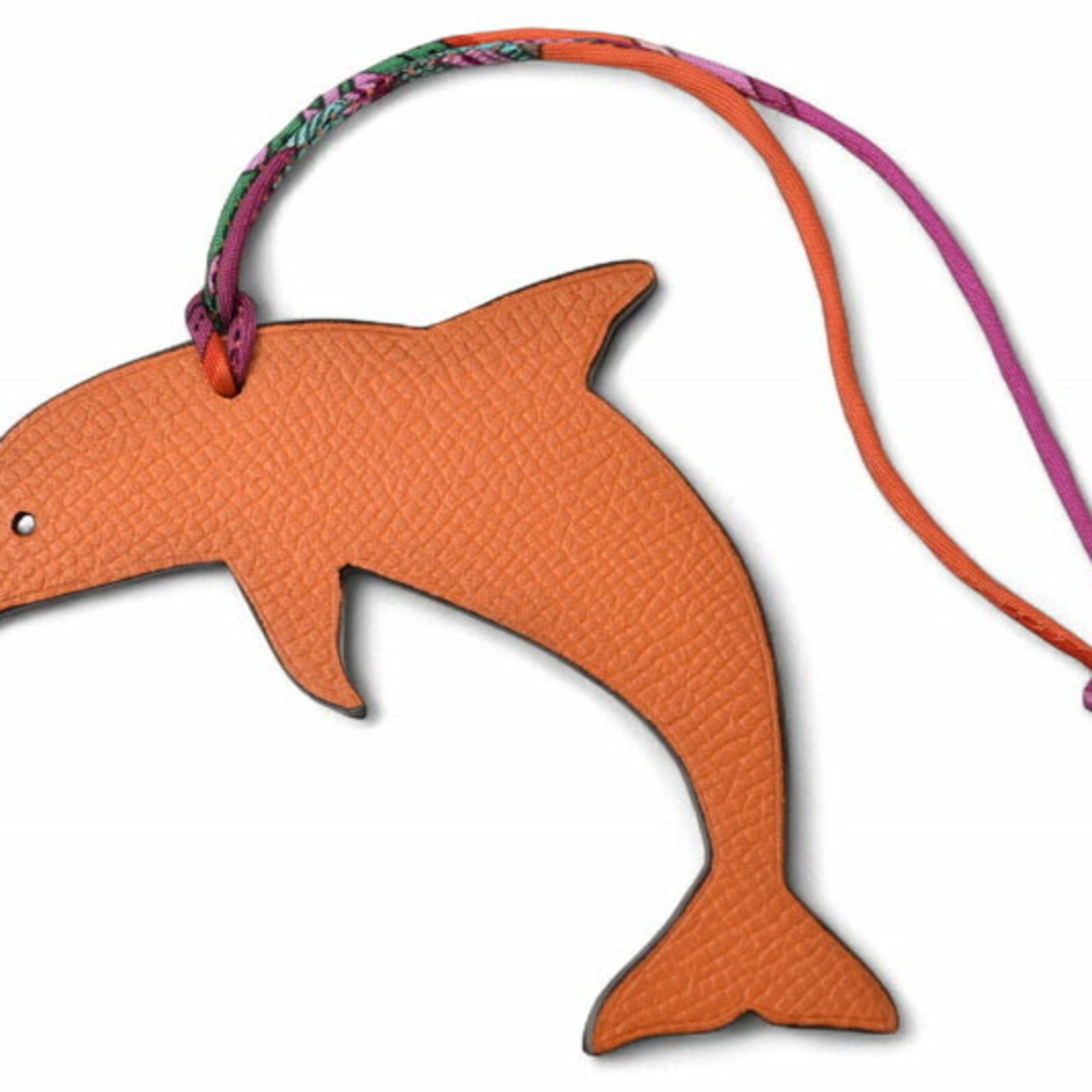 Hermes Hermes Hermès bag charm strap, dolphin motif, petite h ornament, burgundy, unused Size ONE SIZE - 3 Thumbnail