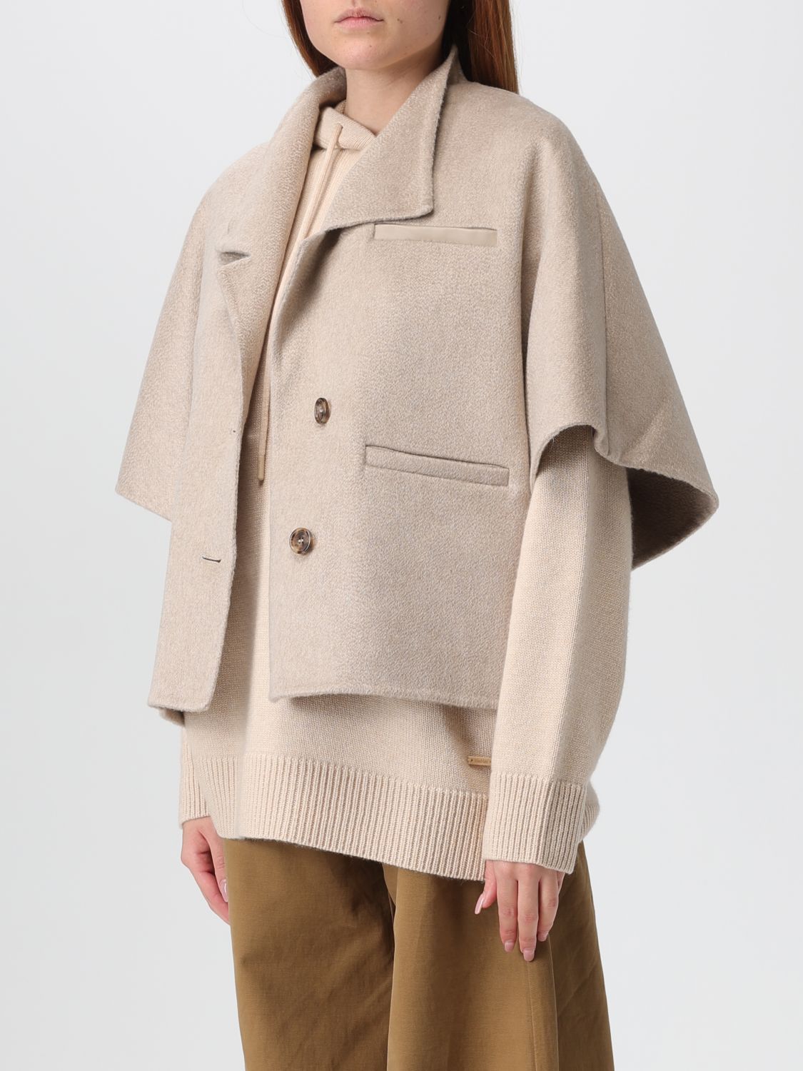 Max Mara Max Mara Cape Woman Sand Size ONE SIZE - 4 Thumbnail