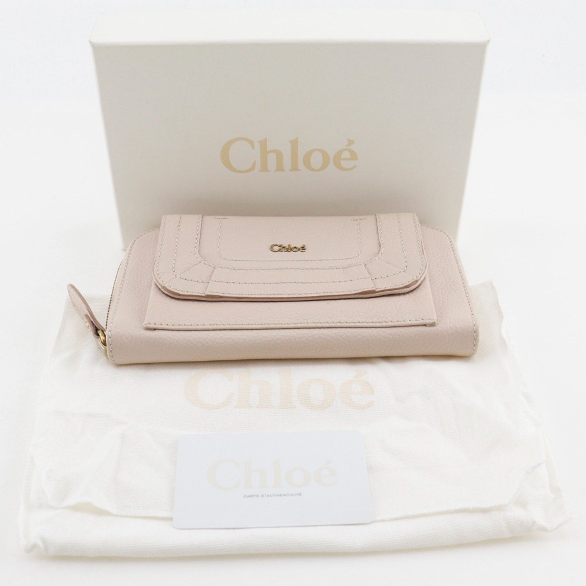 Chloe Chloé Chloe Paraty Round Long Wallet 3P0375-043 Leather Nude Pink Women's Size ONE SIZE - 20 Thumbnail