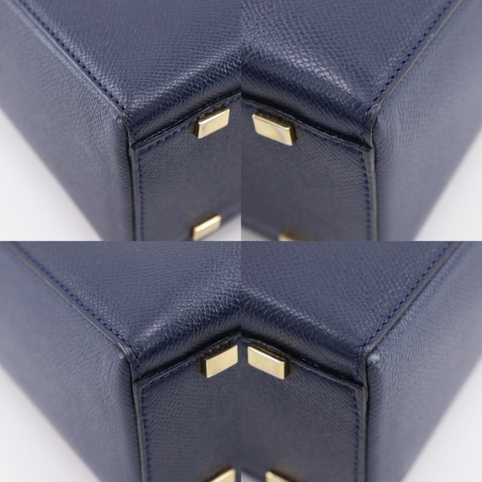 Celine Celine MC1739 Calfskin Navy Blue 2-Way A5 Shoulder Bag for Women Size ONE SIZE - 4 Thumbnail