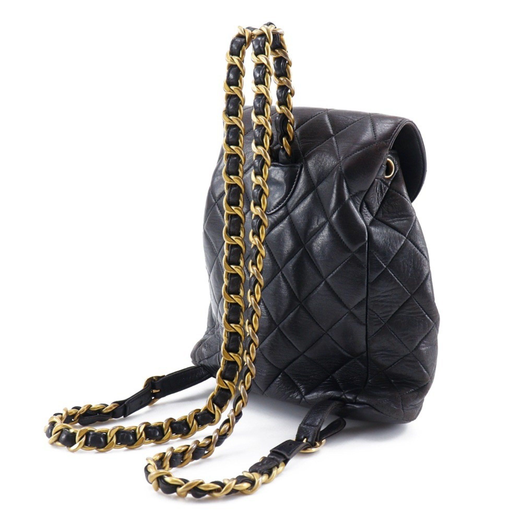 Chanel CHANEL Matelasse Backpack/Daypack with Chain, Coco Mark, A10177, Lambskin, Black, A5, Turn Lock, Women's, B-Rank Size ONE SIZE - 3 Thumbnail