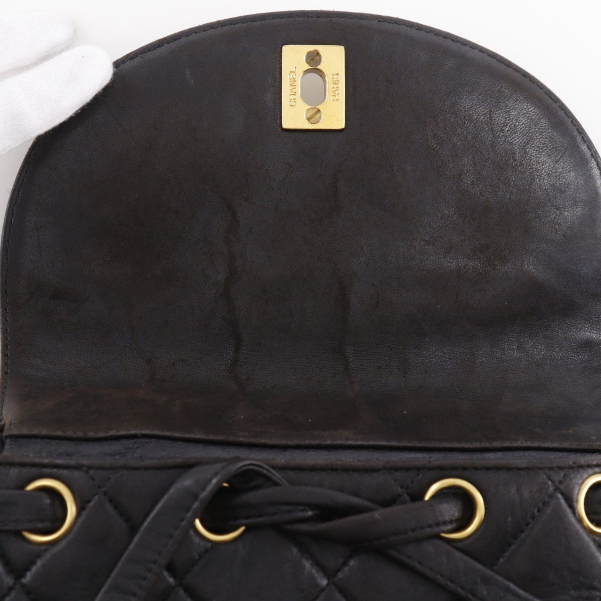 Chanel CHANEL Matelasse Backpack/Daypack with Chain, Coco Mark, A10177, Lambskin, Black, A5, Turn Lock, Women's, B-Rank Size ONE SIZE - 15 Thumbnail