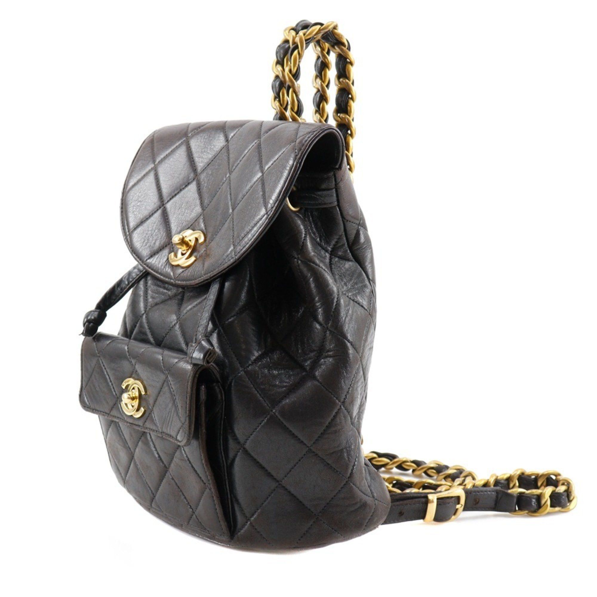 Chanel CHANEL Matelasse Backpack/Daypack with Chain, Coco Mark, A10177, Lambskin, Black, A5, Turn Lock, Women's, B-Rank Size ONE SIZE - 2 Thumbnail