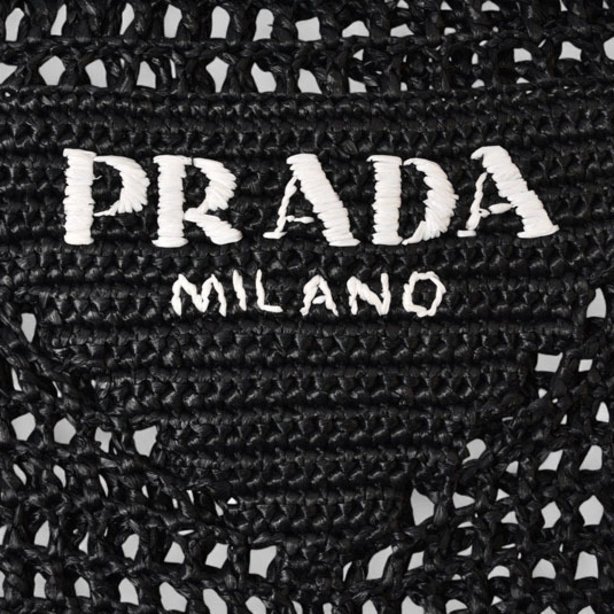 Prada Prada Tote Bag PRADA Raffia Basket Black White 1BG393 Size ONE SIZE - 5 Thumbnail