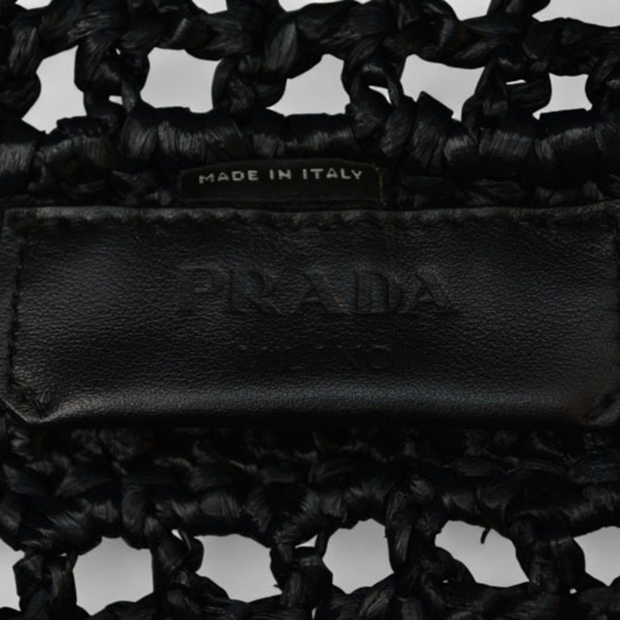 Prada Prada Tote Bag PRADA Raffia Basket Black White 1BG393 Size ONE SIZE - 11 Thumbnail