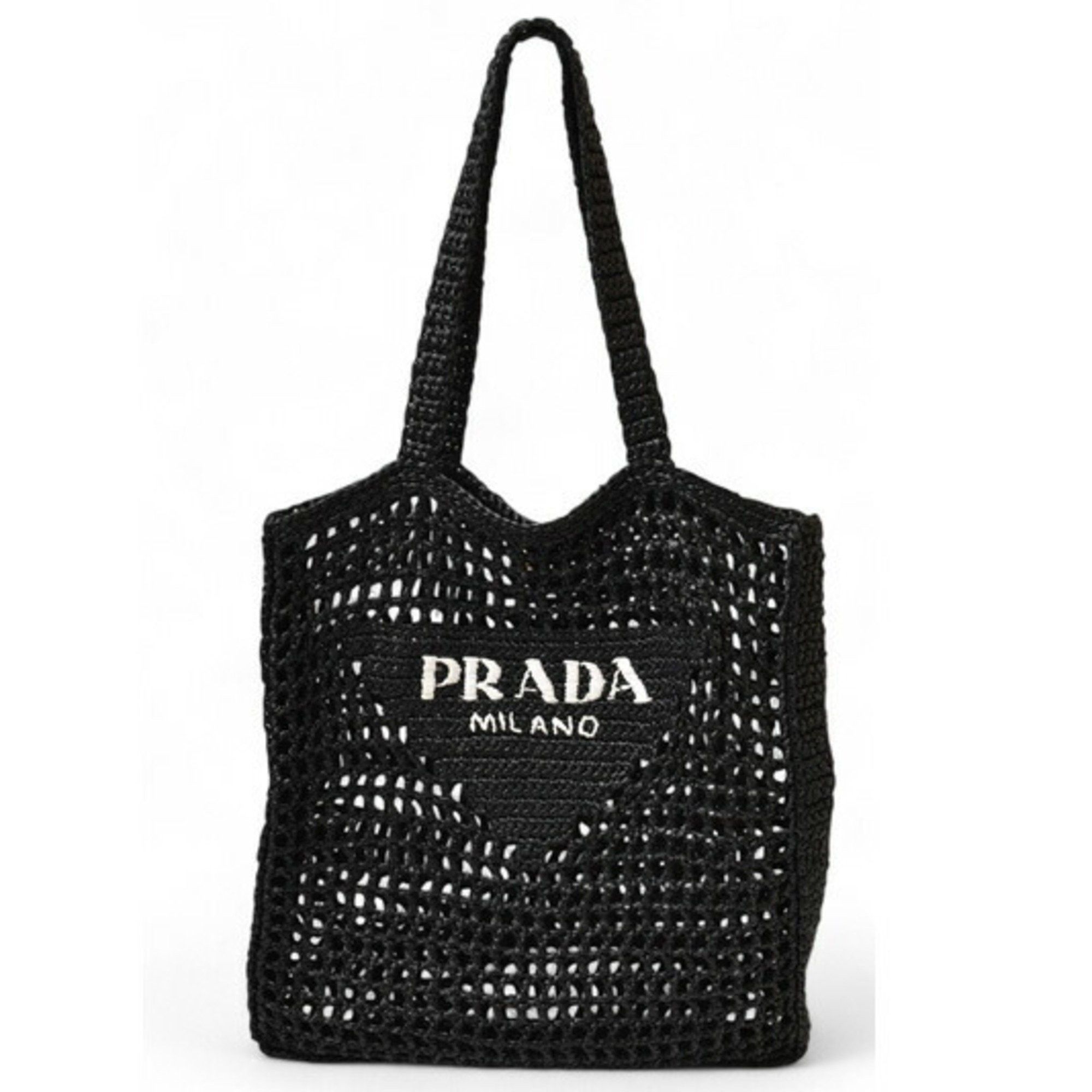 Prada Prada Tote Bag PRADA Raffia Basket Black White 1BG393 Size ONE SIZE - 2 Thumbnail