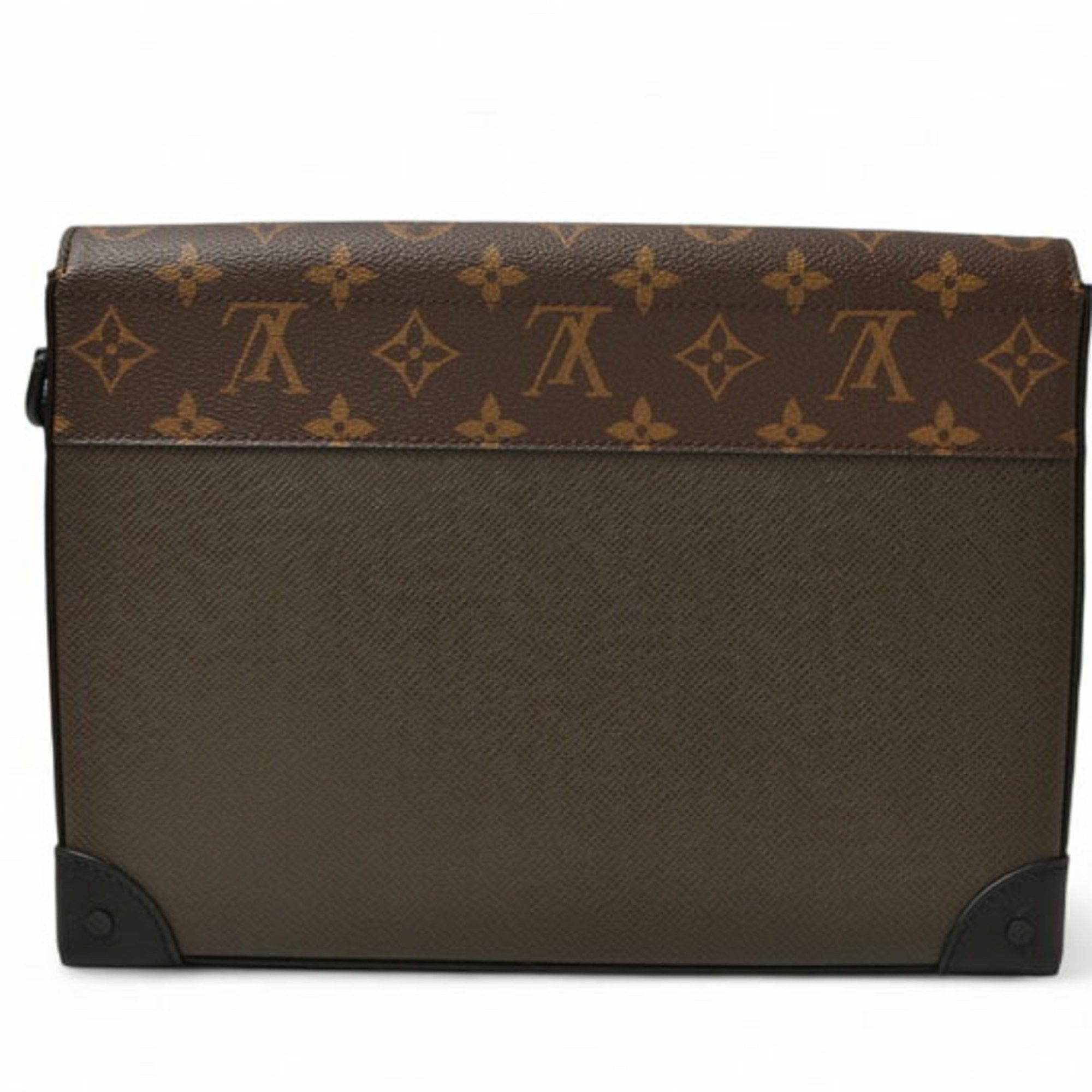 Louis Vuitton Louis Vuitton Second Bag Clutch LOUIS VUITTON Pochette Steamer Monogram Taiga Khaki M30583 Size ONE SIZE - 3 Thumbnail