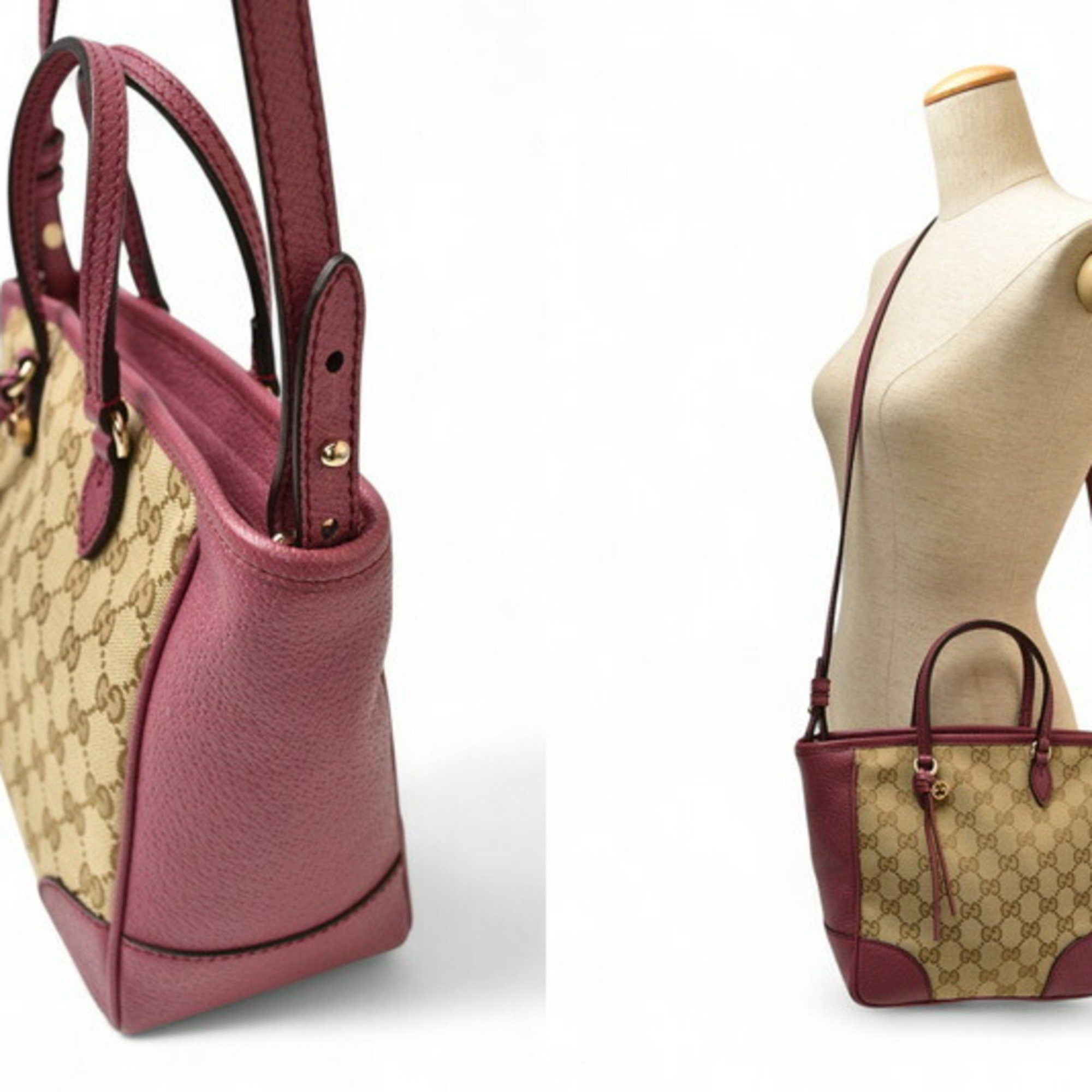 Gucci Gucci 2-way handbag/shoulder bag in GG canvas, beige and pink, 353121 Size ONE SIZE - 4 Thumbnail