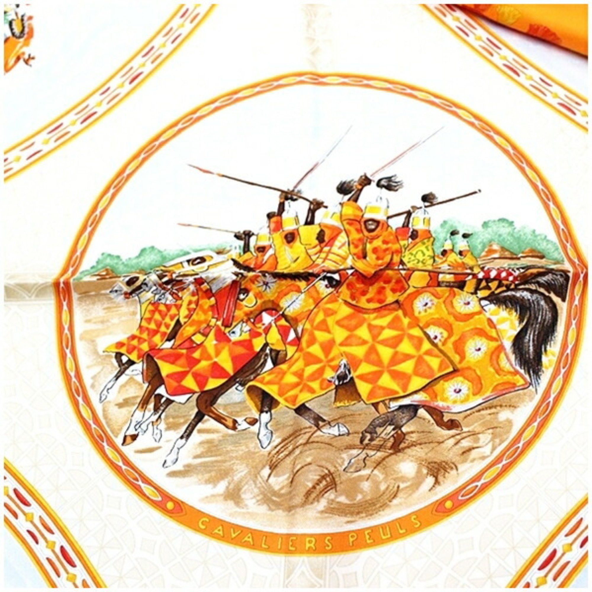 Hermes Hermes scarf muffler Carré 90 CAVALIERS PEULS Pool tribe riders HERMES women's Size ONE SIZE - 6 Thumbnail