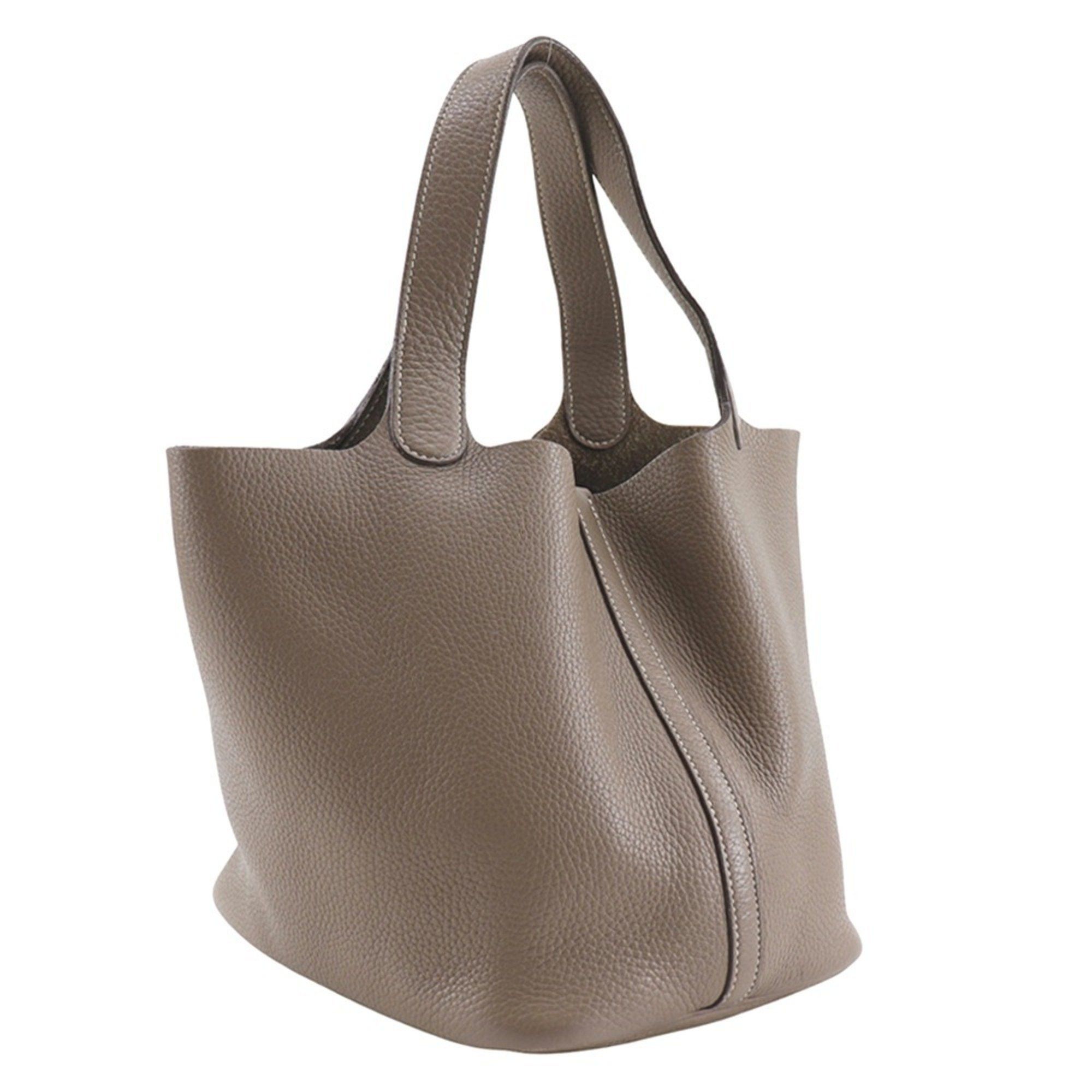 Hermes Hermes Hermès Picotin MM Handbag in Taurillon Clemence Etoupe Leather, 2005, with Belt Clasp, Women's Size ONE SIZE - 3 Thumbnail