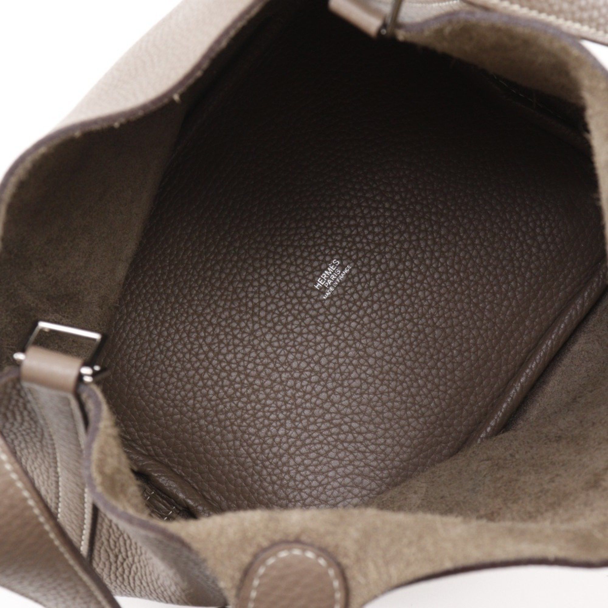 Hermes Hermes Hermès Picotin MM Handbag in Taurillon Clemence Etoupe Leather, 2005, with Belt Clasp, Women's Size ONE SIZE - 6 Thumbnail