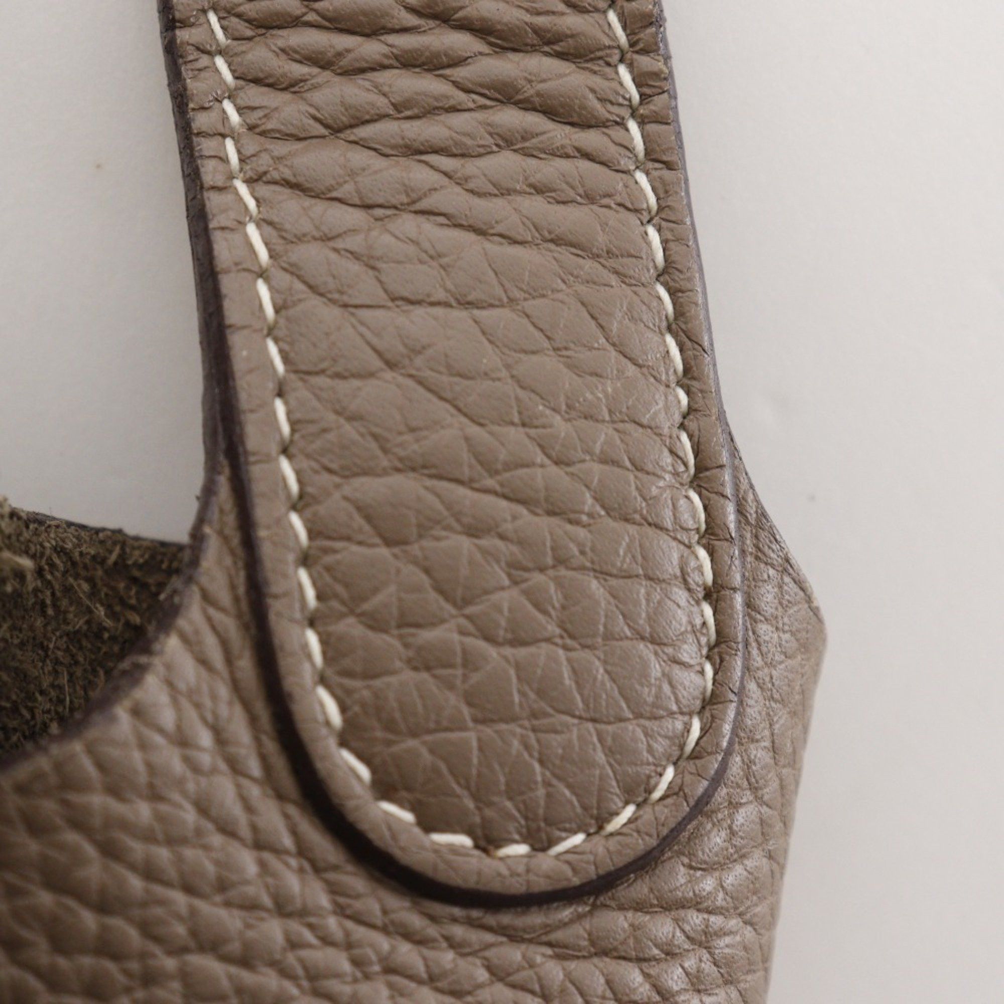 Hermes Hermes Hermès Picotin MM Handbag in Taurillon Clemence Etoupe Leather, 2005, with Belt Clasp, Women's Size ONE SIZE - 13 Thumbnail