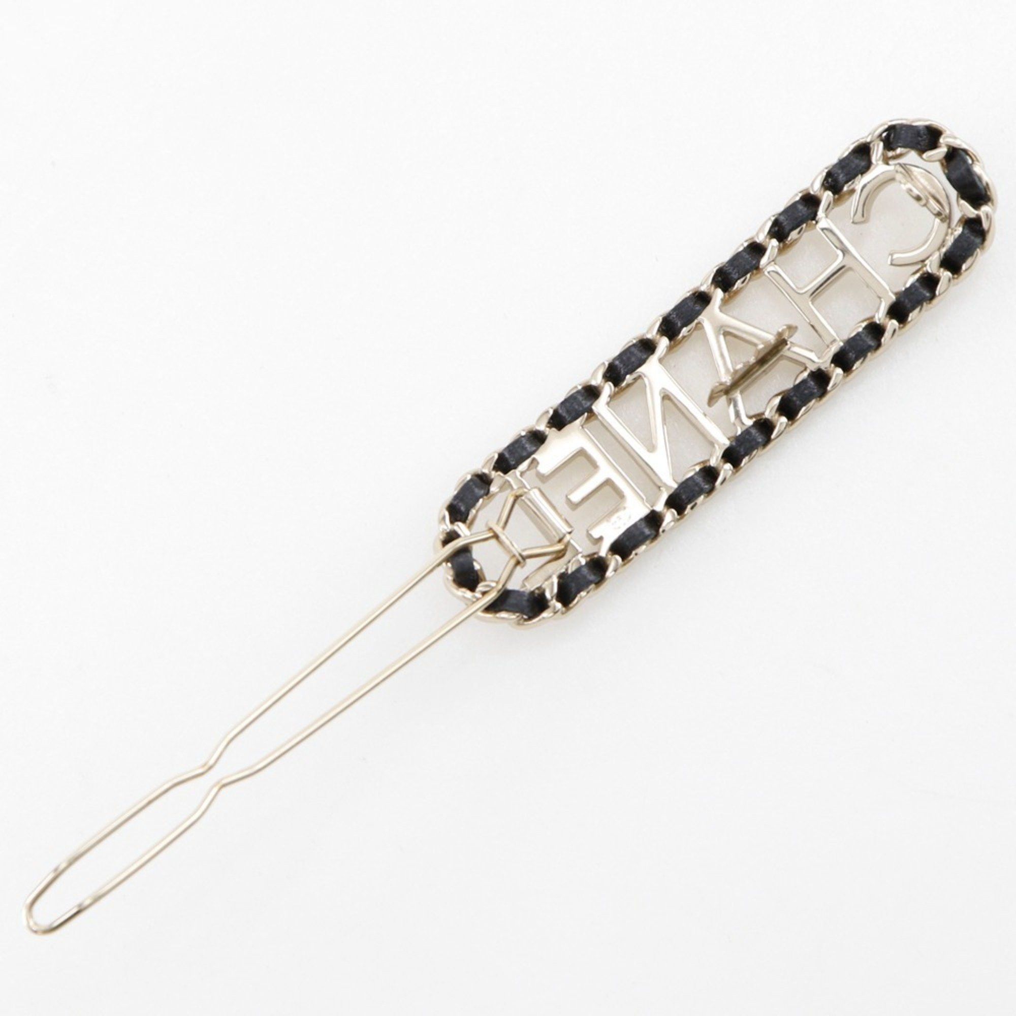 Chanel CHANEL Barrette Chain Leather x Gold Plated Black B20V Logo Women's Size ONE SIZE - 3 Thumbnail