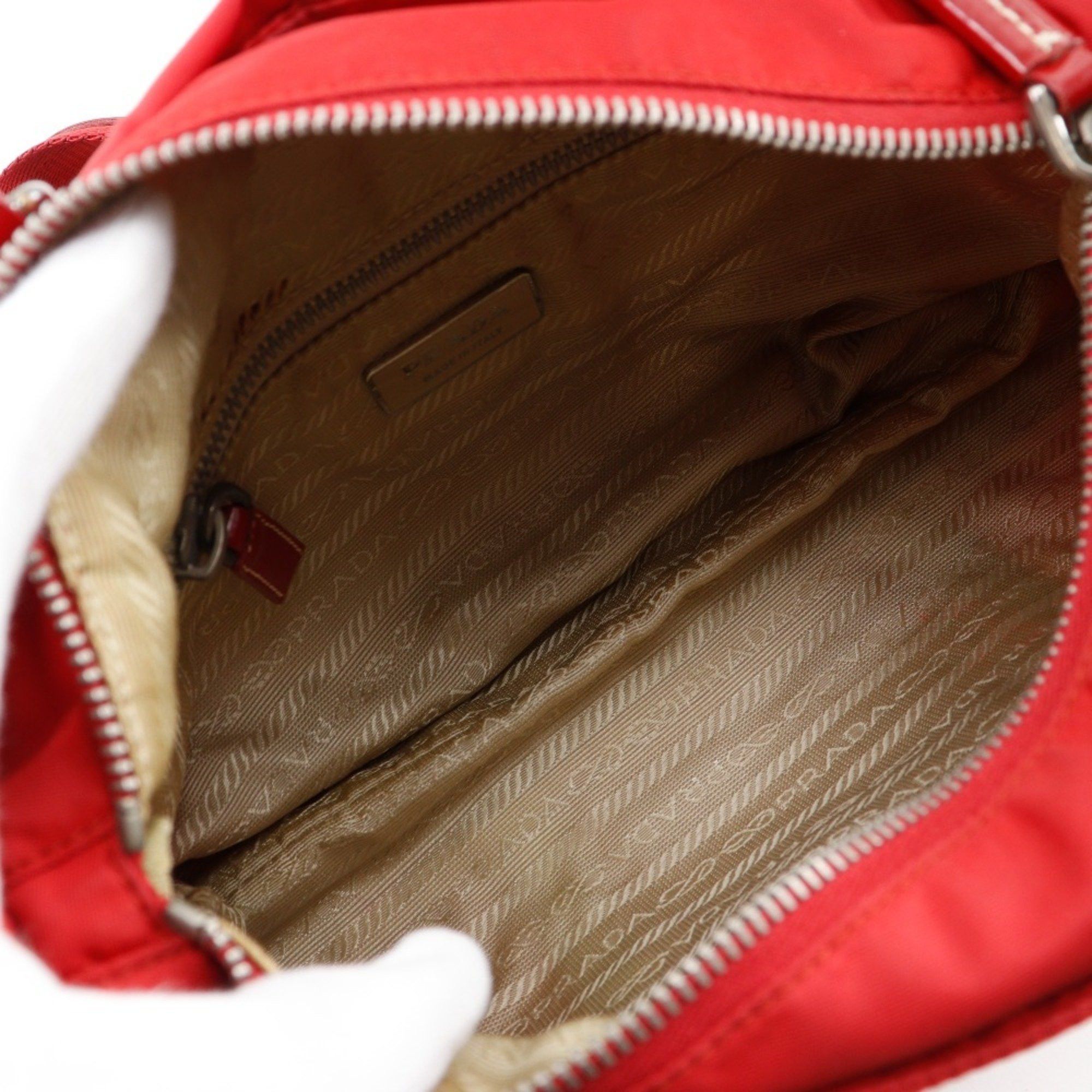Prada Prada A5 Shoulder Handbag, Nylon, Red, 2-Way, Women's Size ONE SIZE - 6 Thumbnail