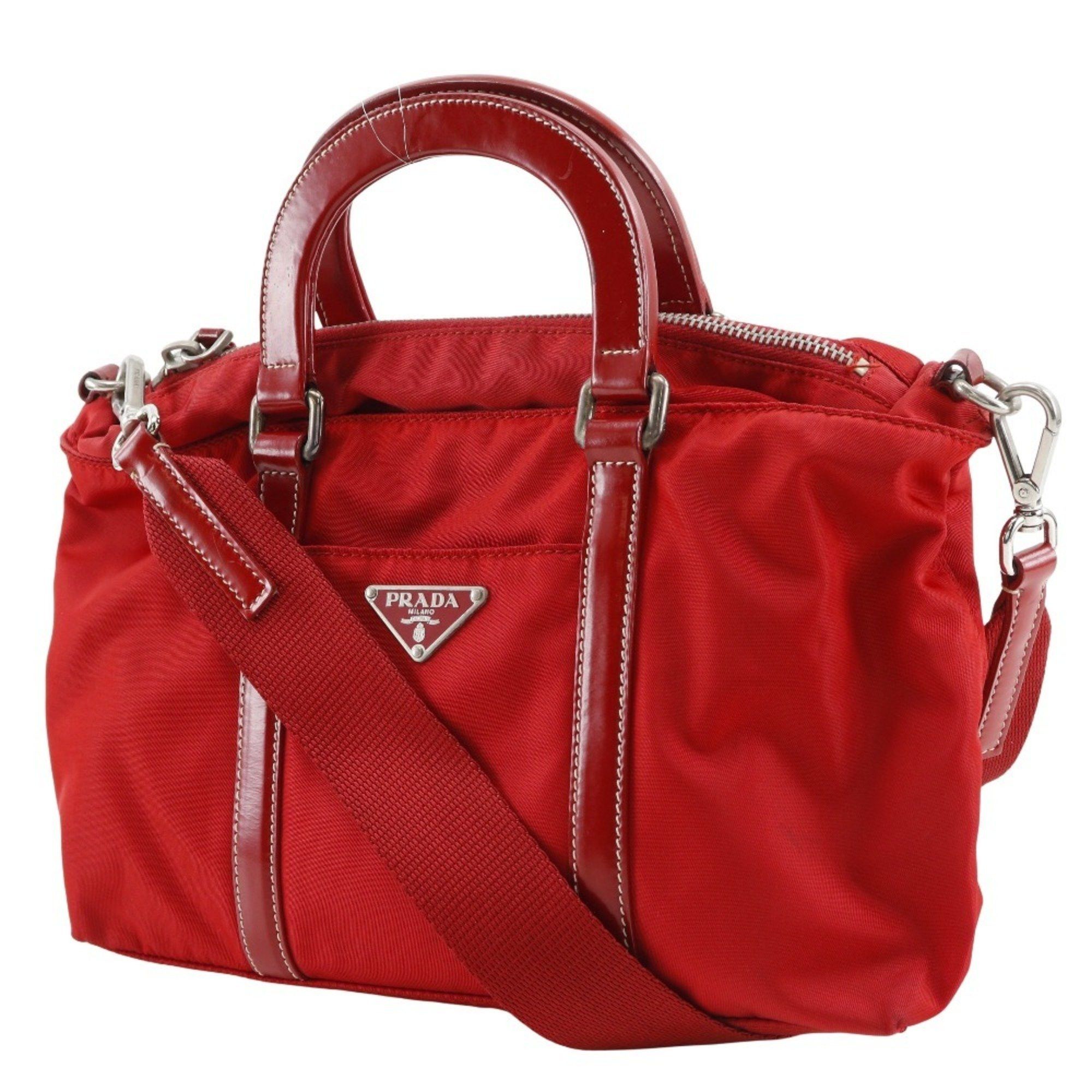 Prada Prada A5 Shoulder Handbag, Nylon, Red, 2-Way, Women's Size ONE SIZE - 2 Thumbnail