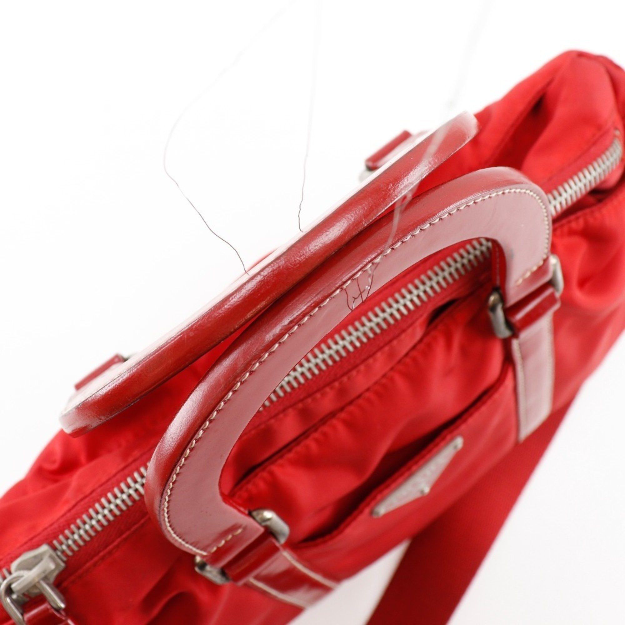 Prada Prada A5 Shoulder Handbag, Nylon, Red, 2-Way, Women's Size ONE SIZE - 5 Thumbnail