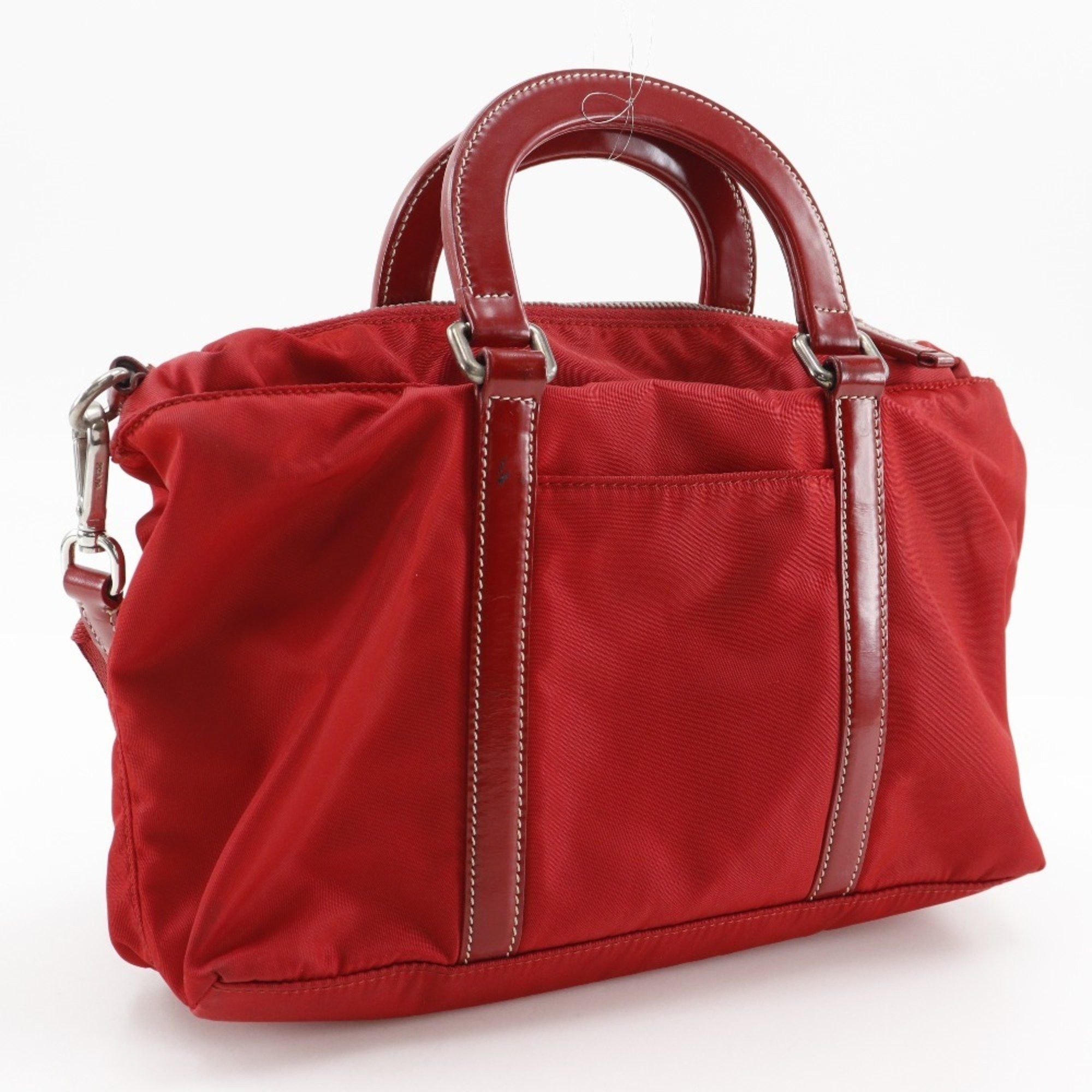 Prada Prada A5 Shoulder Handbag, Nylon, Red, 2-Way, Women's Size ONE SIZE - 3 Thumbnail