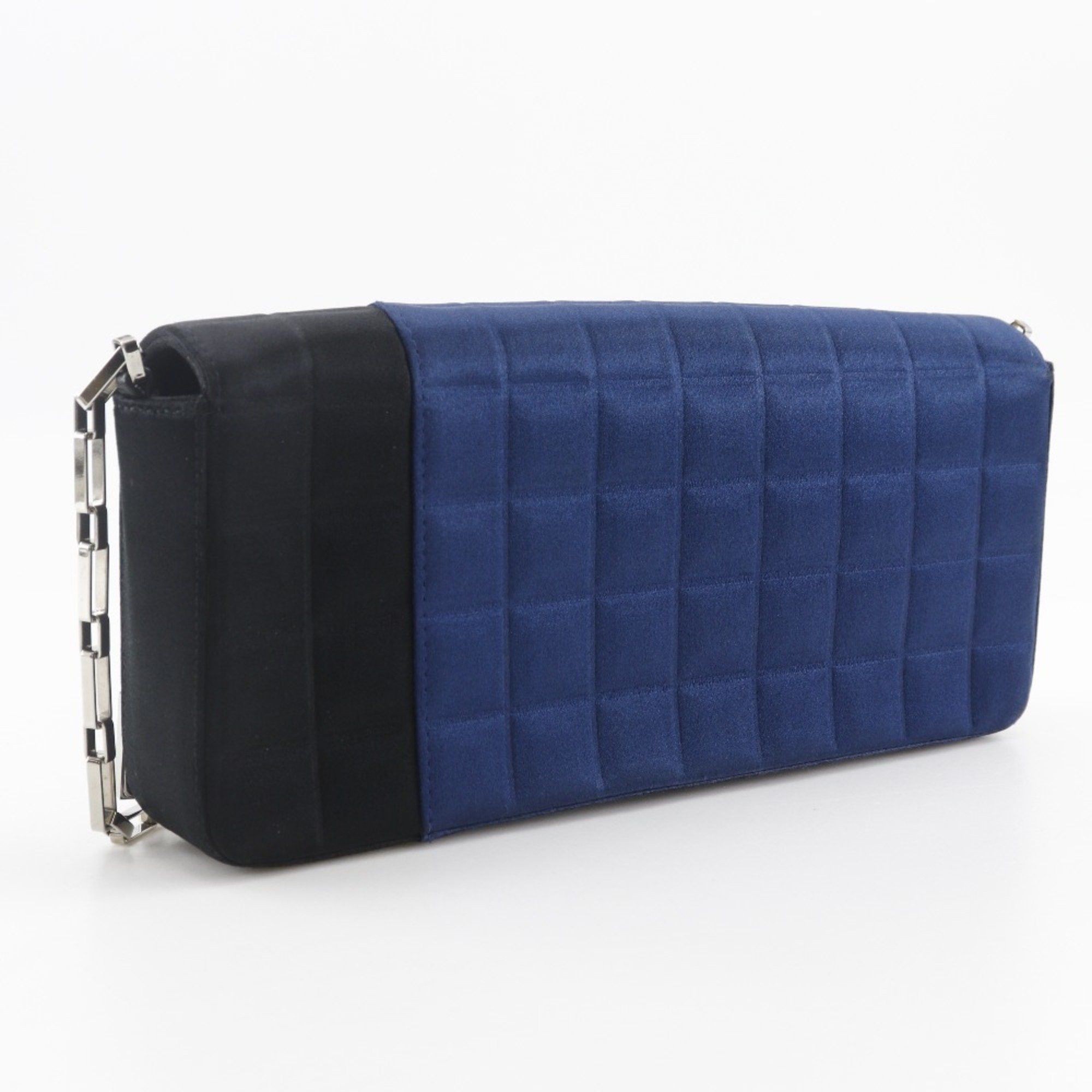 Chanel CHANEL Chocolate Bar Shoulder Bag with Chain A17829, Satin Blue, Women's Size ONE SIZE - 3 Thumbnail