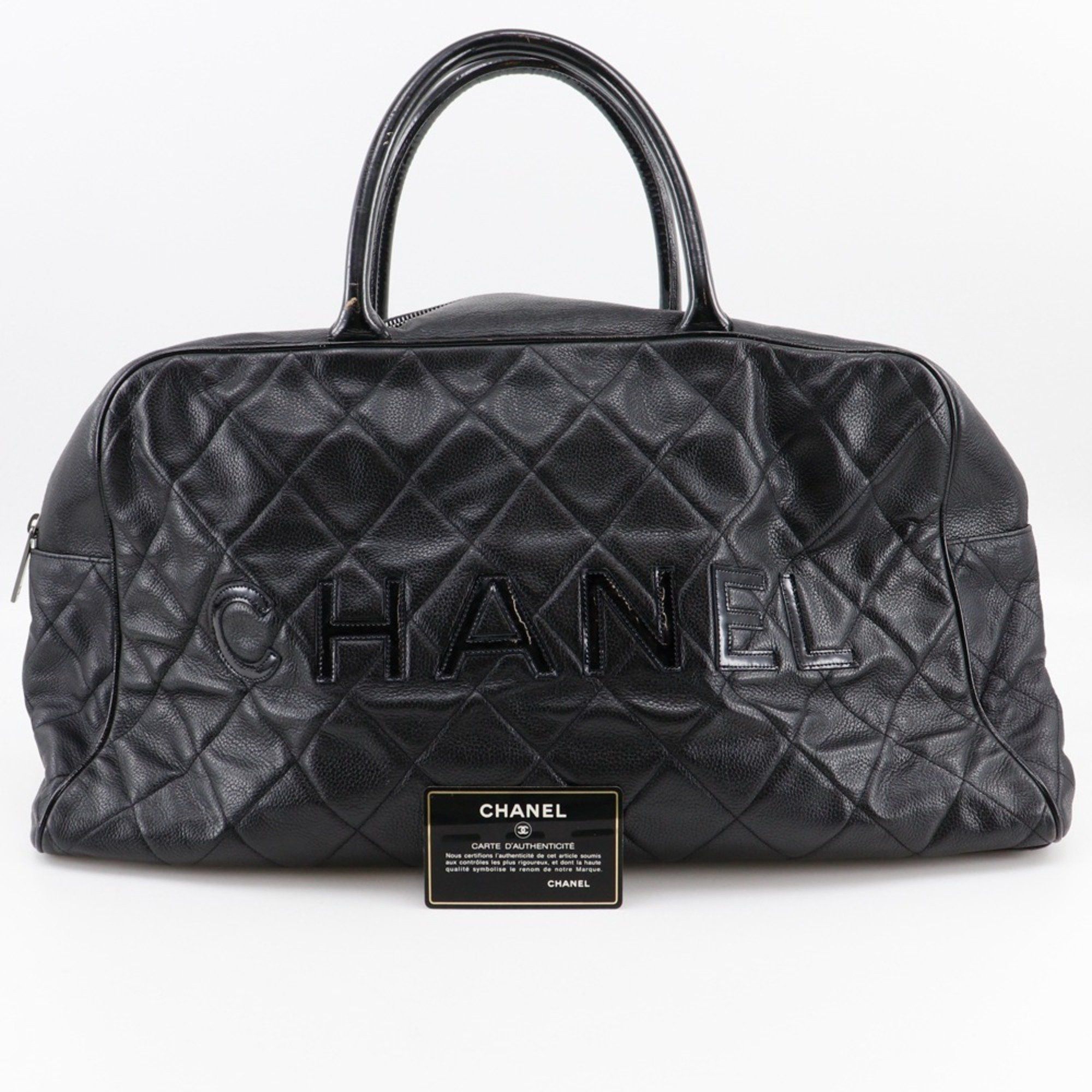 Chanel CHANEL Matelasse Boston Bag, Caviar Leather and Enamel, Black, Women's Size ONE SIZE - 20 Thumbnail