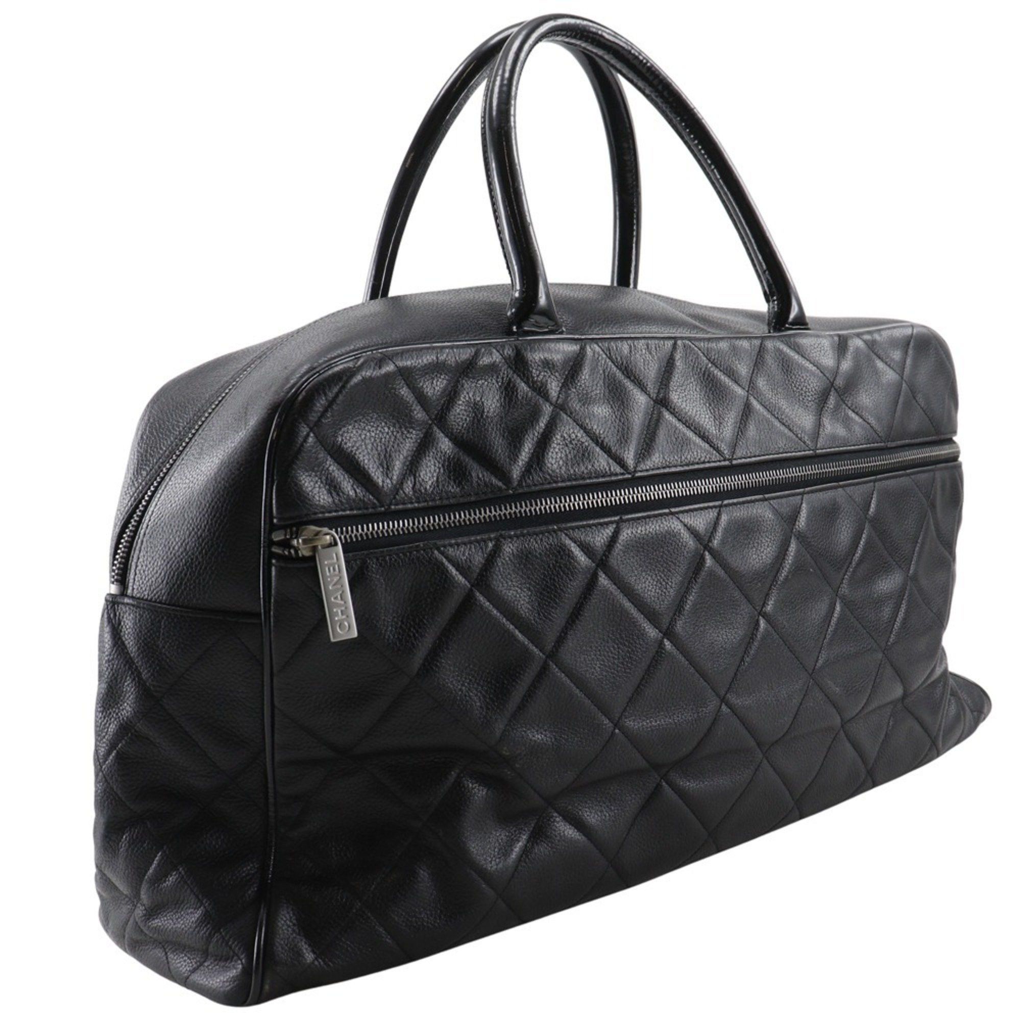Chanel CHANEL Matelasse Boston Bag, Caviar Leather and Enamel, Black, Women's Size ONE SIZE - 3 Thumbnail