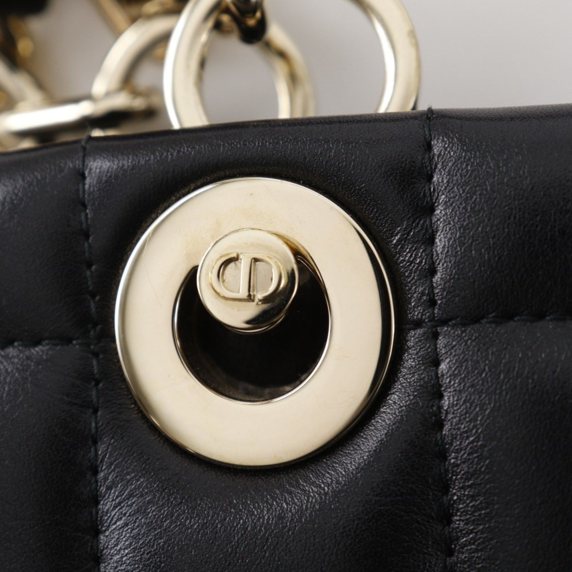 Dior Christian Dior Essential Small Tote Bag, Archi Cannage, M8720OZVJ, Black Leather, A5, Women's Size ONE SIZE - 13 Thumbnail