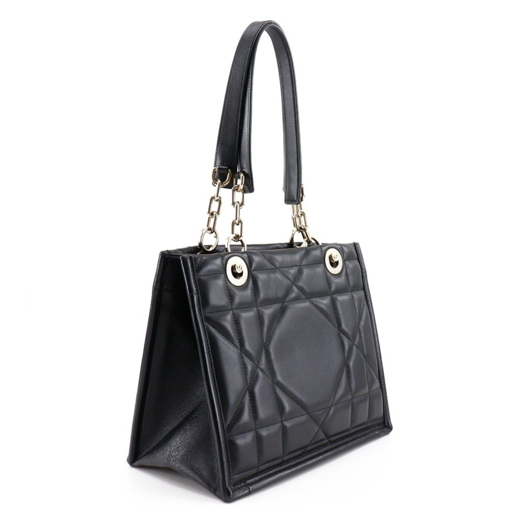 Dior Christian Dior Essential Small Tote Bag, Archi Cannage, M8720OZVJ, Black Leather, A5, Women's Size ONE SIZE - 3 Thumbnail