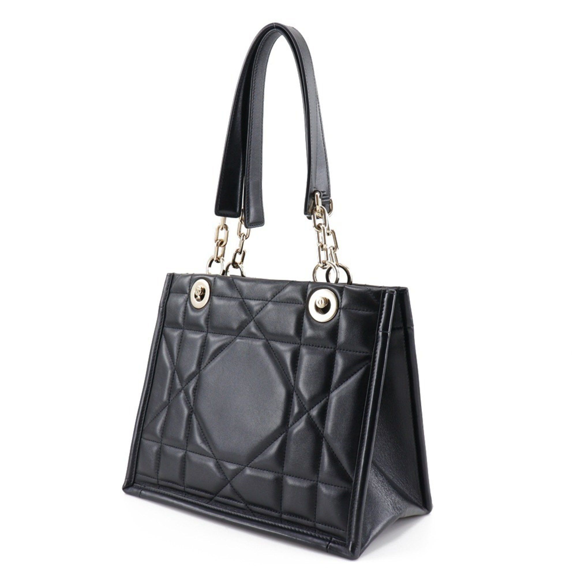 Dior Christian Dior Essential Small Tote Bag, Archi Cannage, M8720OZVJ, Black Leather, A5, Women's Size ONE SIZE - 2 Thumbnail