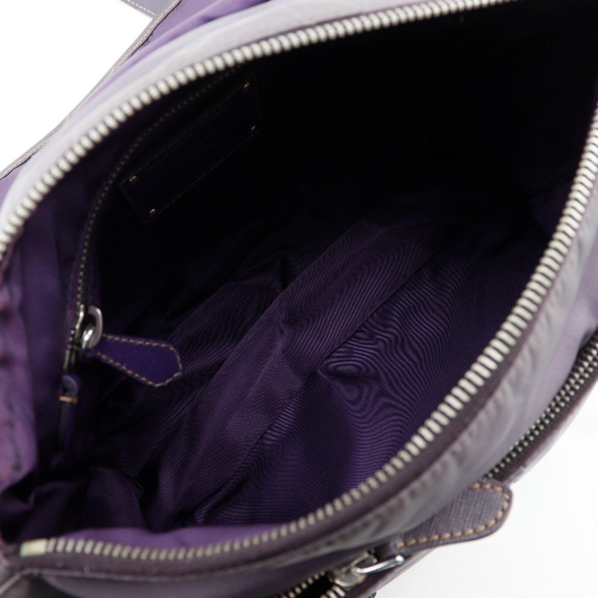 Prada Prada Women's Shoulder Bag BT0687, Nylon and Leather MIRTILLO, Purple, A5 Size, with Belt Clasp Size ONE SIZE - 6 Thumbnail