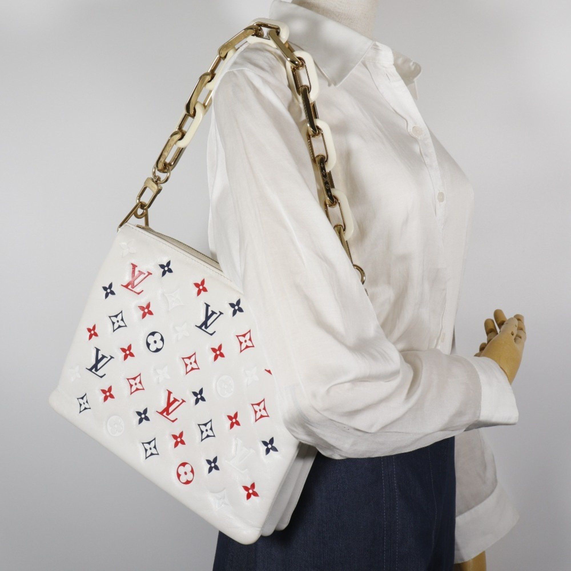 Louis Vuitton Louis Vuitton Kussan PM Shoulder Bag/Monogram Clutch M23466, White Sheepskin Leather, 2-Way, Women's Size ONE SIZE - 19 Thumbnail