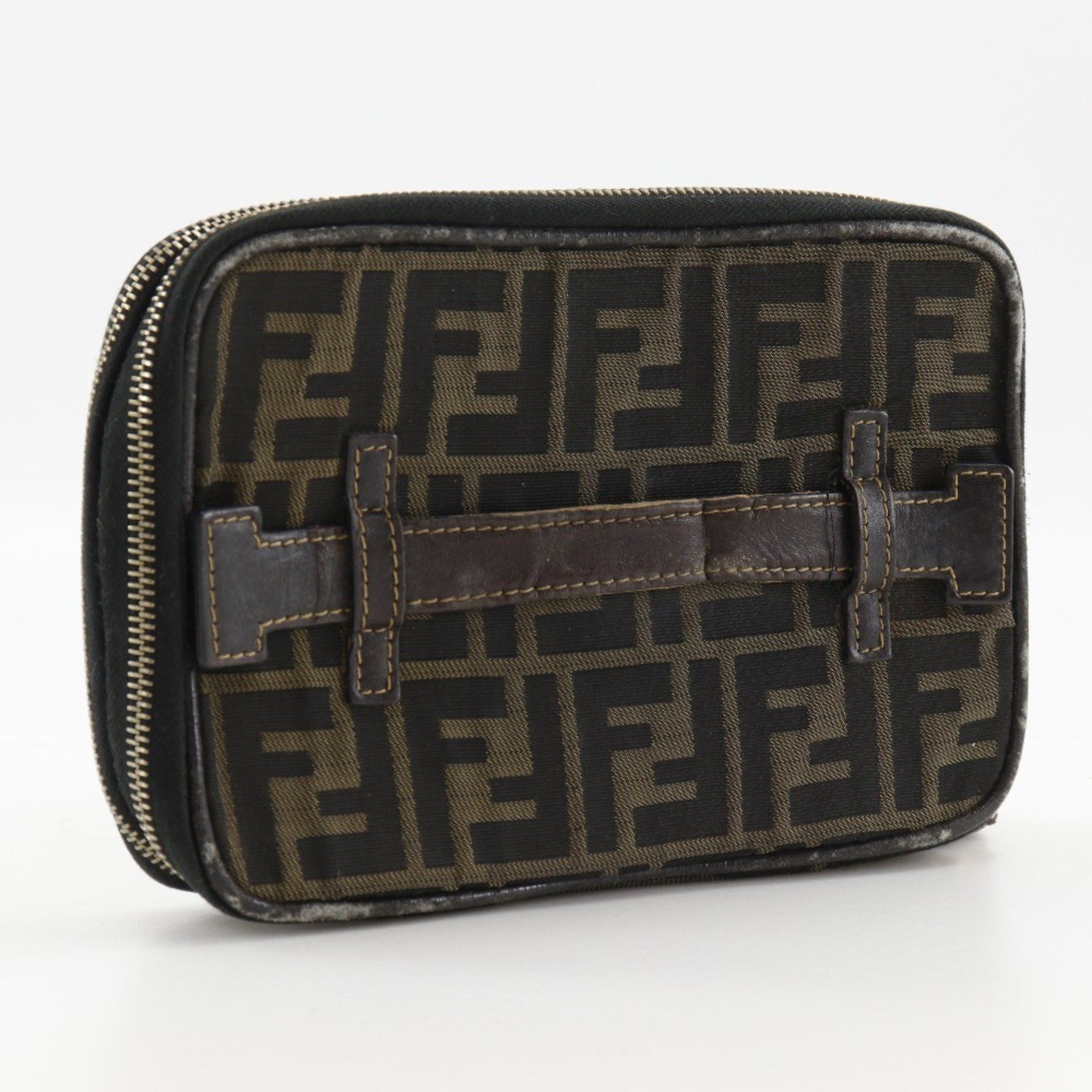 Fendi Fendi Folding Vanity Pouch, Zucca Nylon Canvas, Brown, Women's, B-Rank Size ONE SIZE - 9 Thumbnail