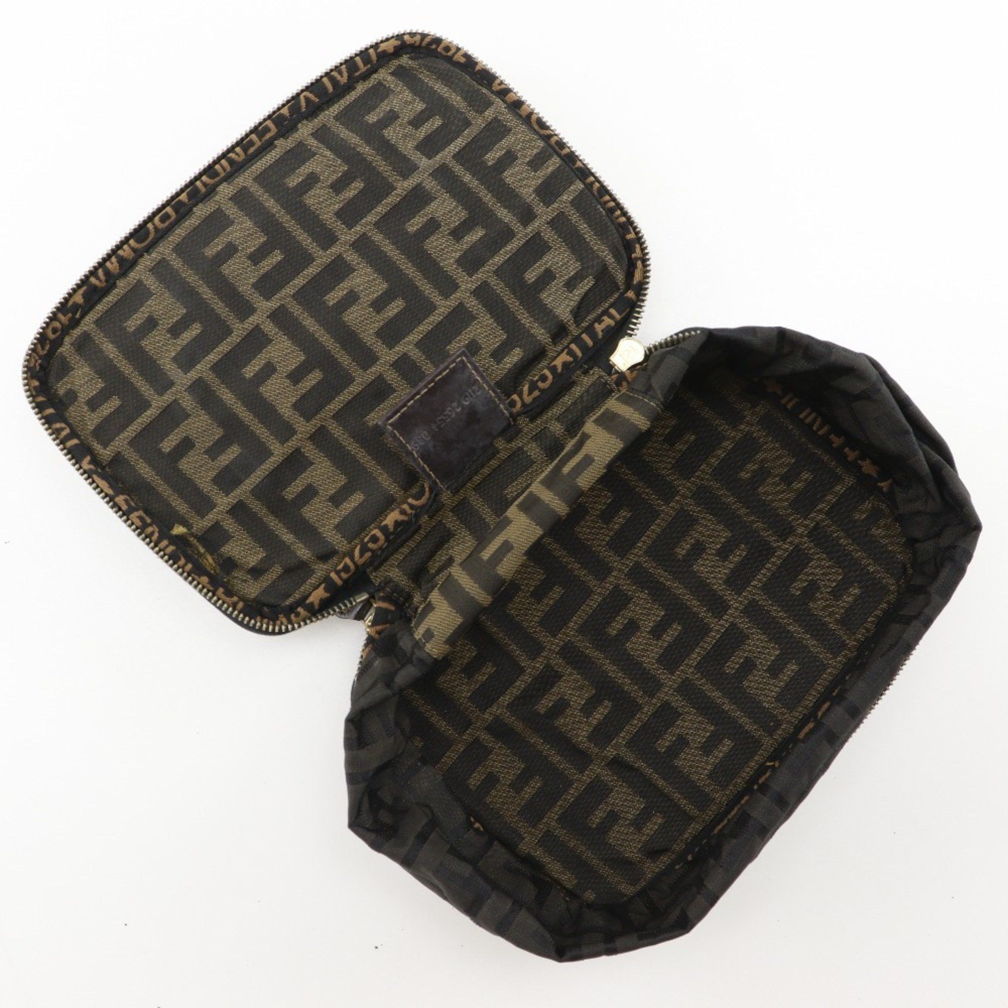 Fendi Fendi Folding Vanity Pouch, Zucca Nylon Canvas, Brown, Women's, B-Rank Size ONE SIZE - 6 Thumbnail