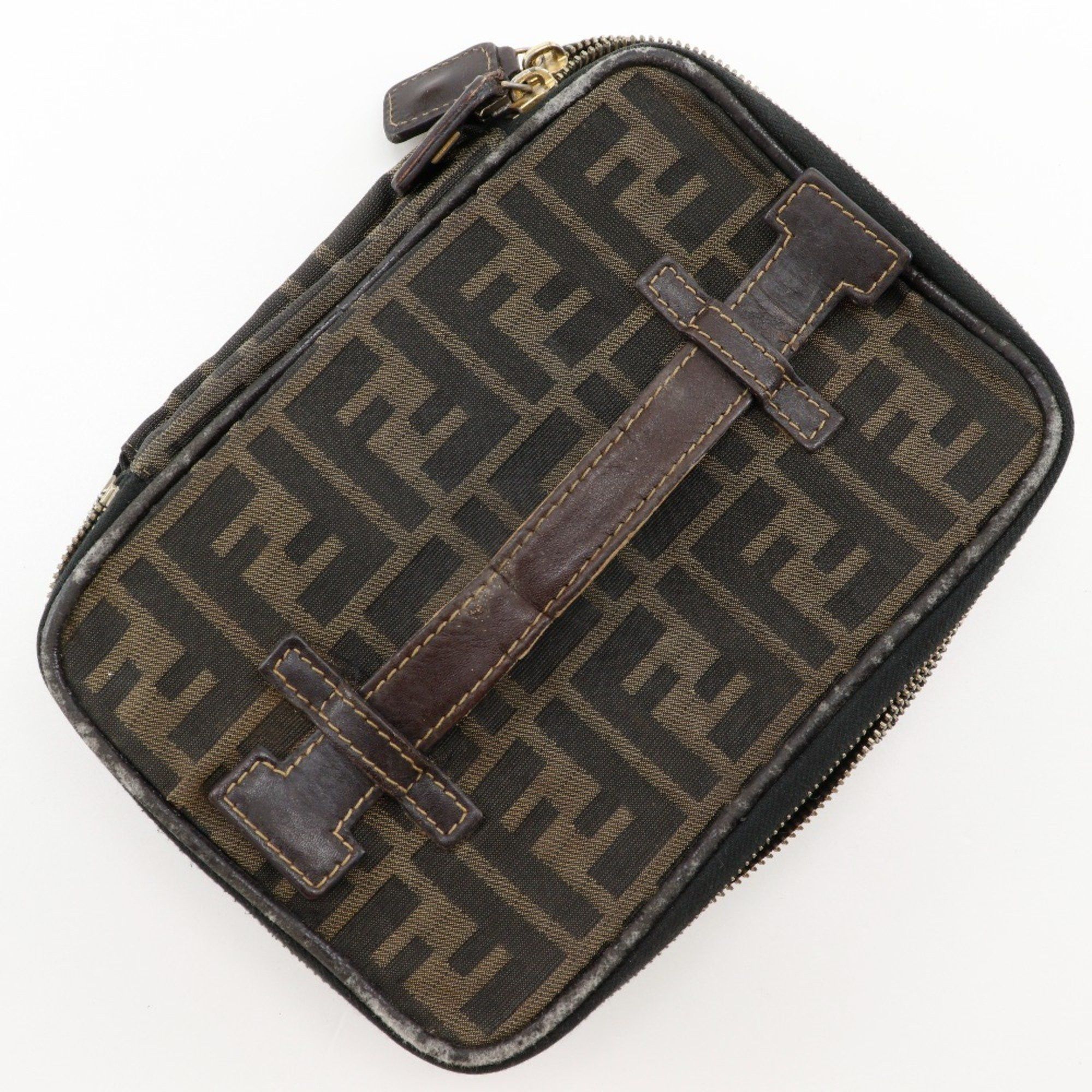 Fendi Fendi Folding Vanity Pouch, Zucca Nylon Canvas, Brown, Women's, B-Rank Size ONE SIZE - 13 Thumbnail