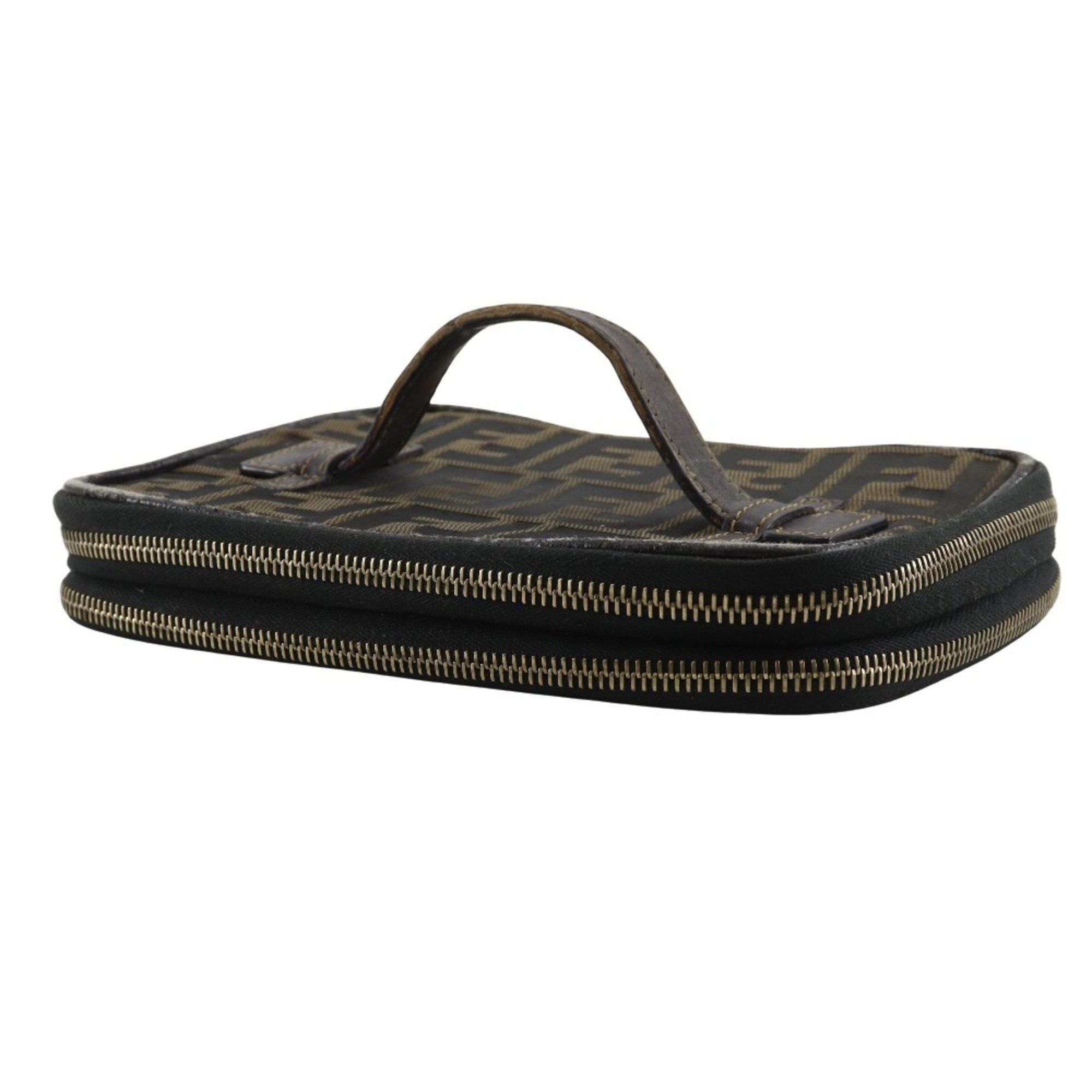Fendi Fendi Folding Vanity Pouch, Zucca Nylon Canvas, Brown, Women's, B-Rank Size ONE SIZE - 2 Thumbnail