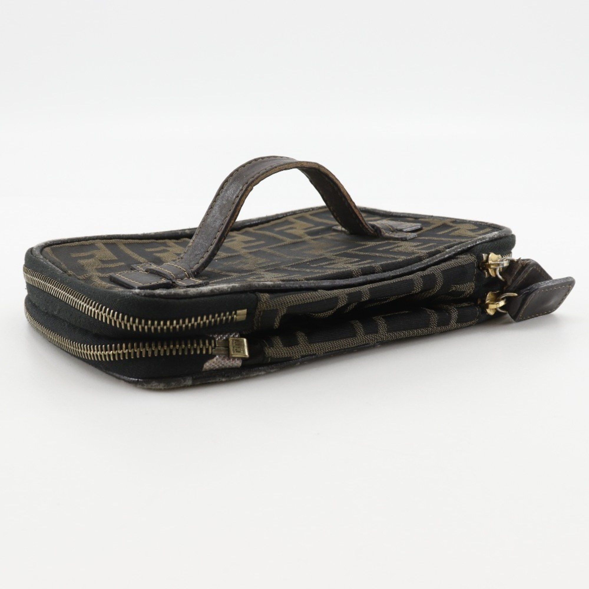 Fendi Fendi Folding Vanity Pouch, Zucca Nylon Canvas, Brown, Women's, B-Rank Size ONE SIZE - 3 Thumbnail