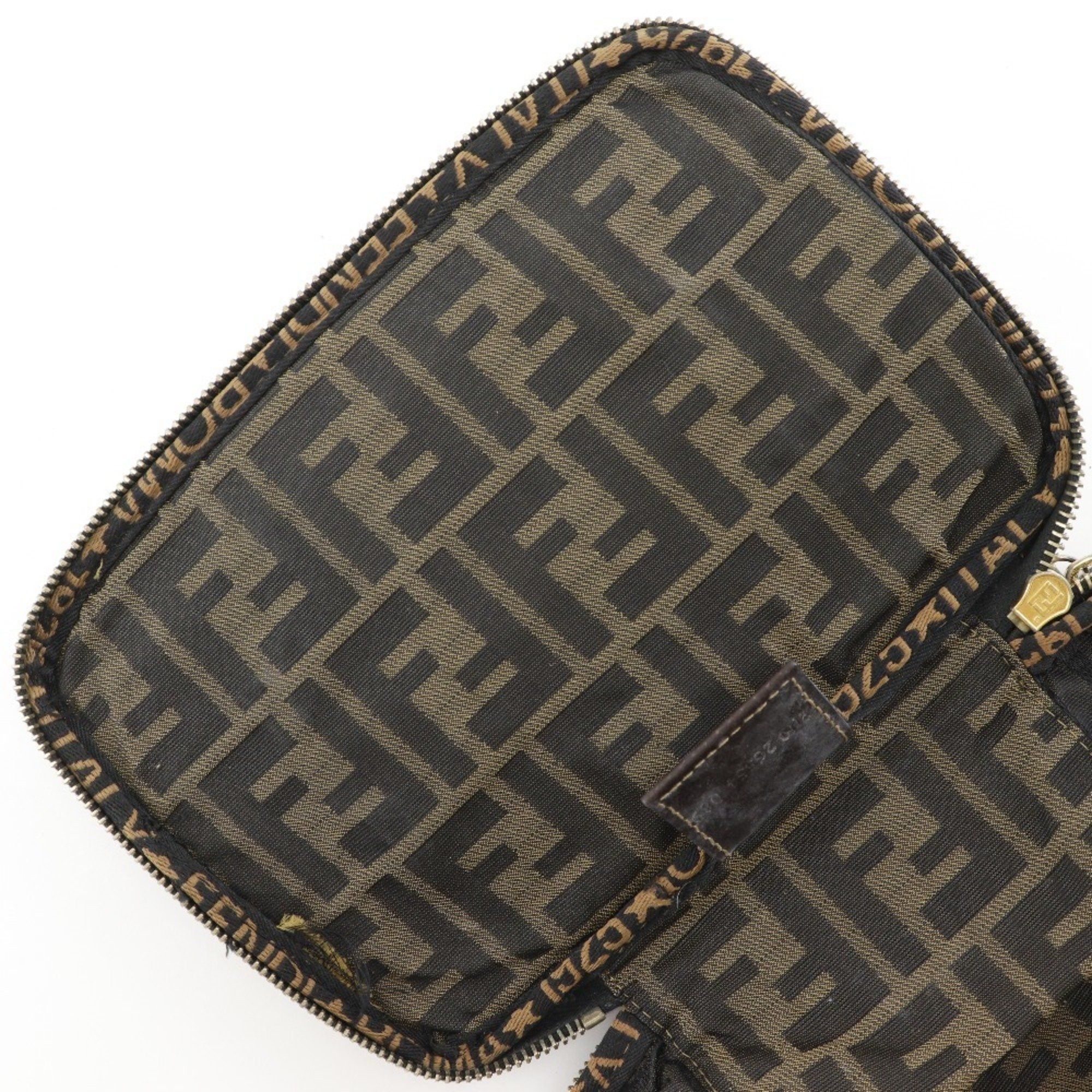 Fendi Fendi Folding Vanity Pouch, Zucca Nylon Canvas, Brown, Women's, B-Rank Size ONE SIZE - 11 Thumbnail