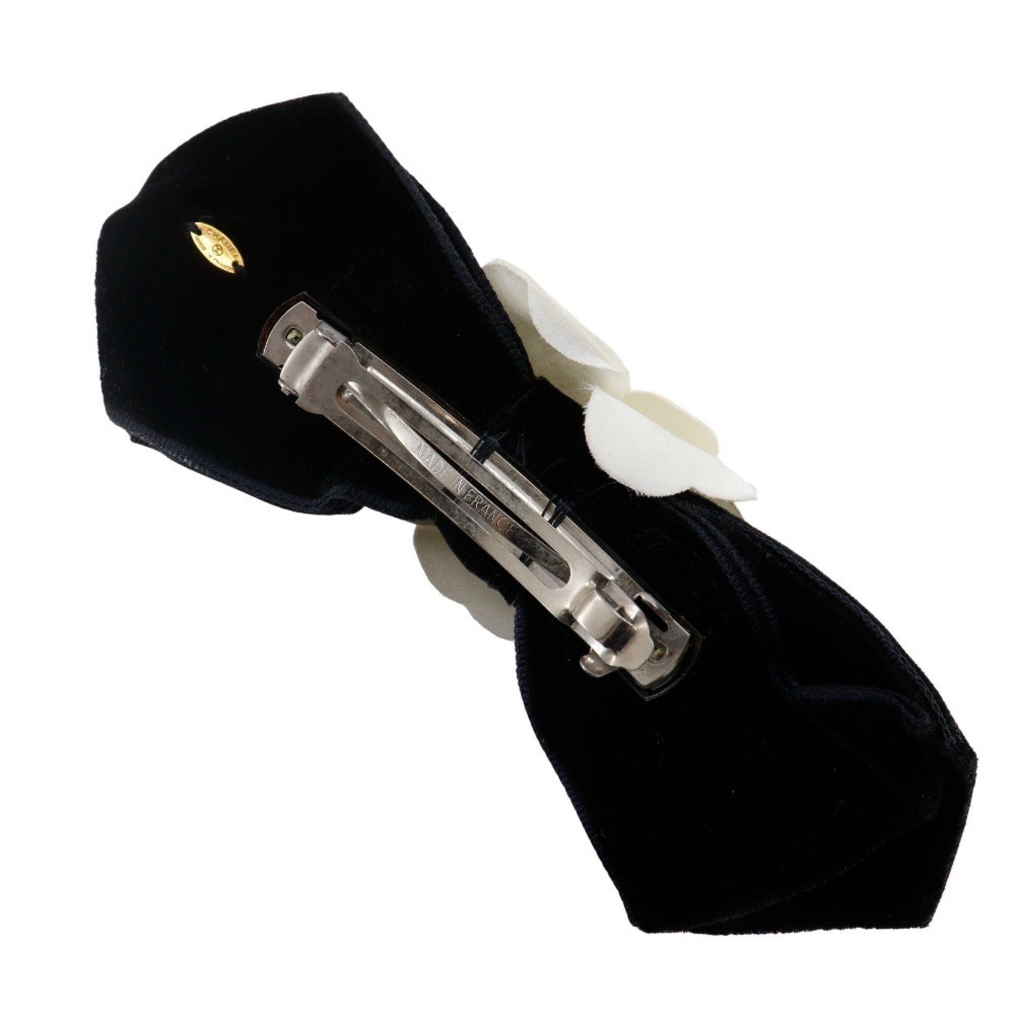 Chanel CHANEL Camellia Ribbon Barrette, Velvet, Black, Women's, B-Rank Size ONE SIZE - 2 Thumbnail