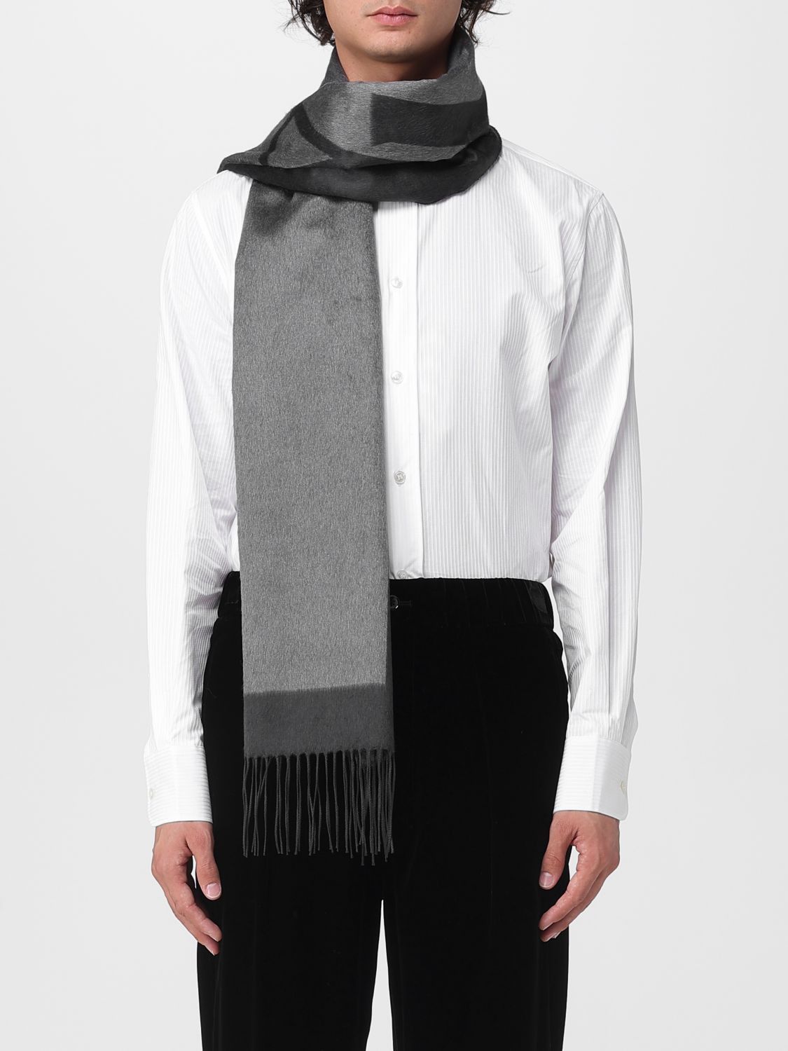 Saint Laurent Paris Saint Laurent Scarf Men Grey Size ONE SIZE - 2 Thumbnail
