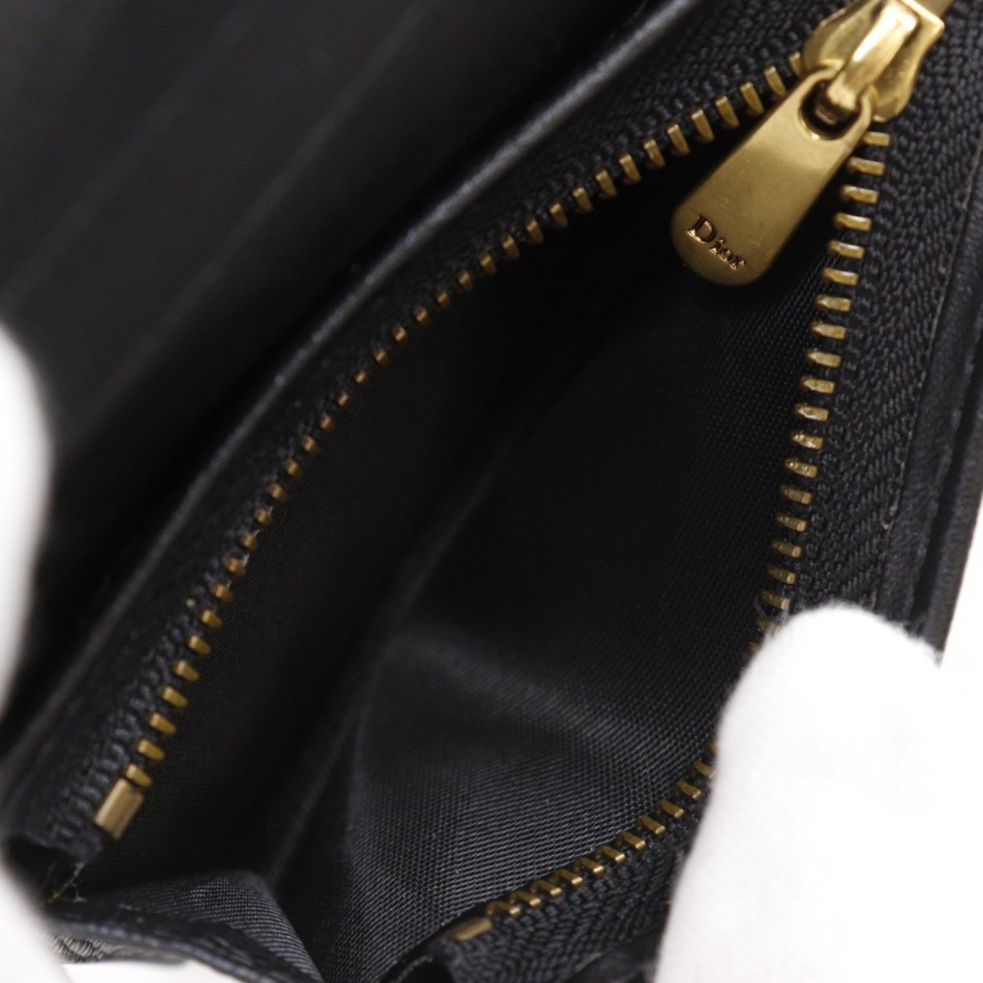 Dior Christian Dior Dior Compact Wallet, Tri-fold Calfskin, Black, Snap Button, Women's Size ONE SIZE - 7 Thumbnail