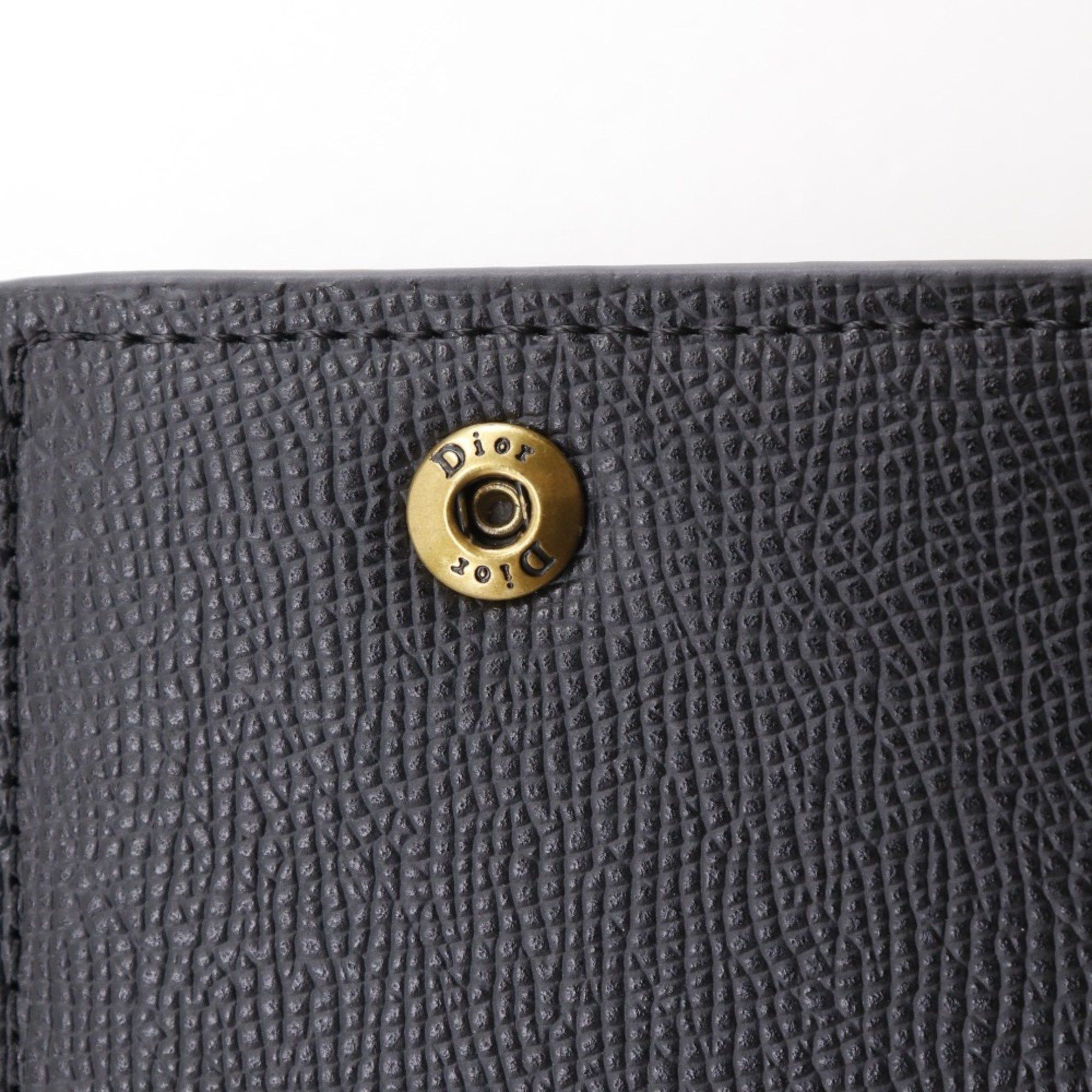 Dior Christian Dior Dior Compact Wallet, Tri-fold Calfskin, Black, Snap Button, Women's Size ONE SIZE - 9 Thumbnail