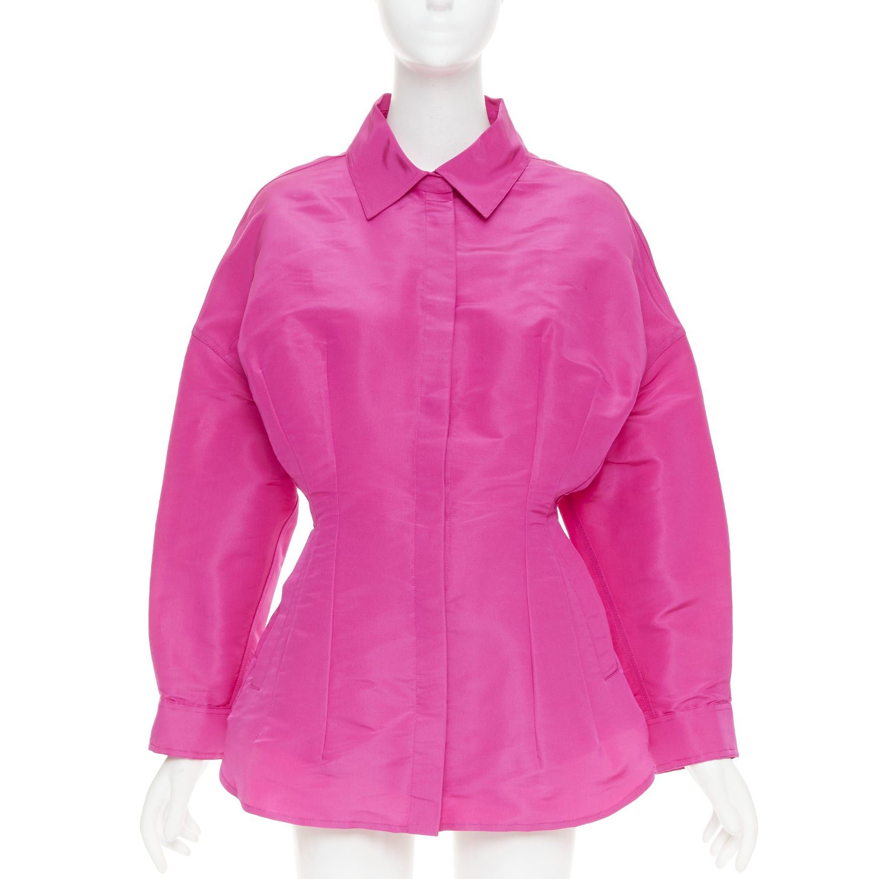 Valentino VALENTINO Pier Paolo Piccioili 2022 silk moire PP Pink 100% silk mini shirt dress IT38 XS Size XS / US 0-2 / IT 36-38 - 4 Thumbnail