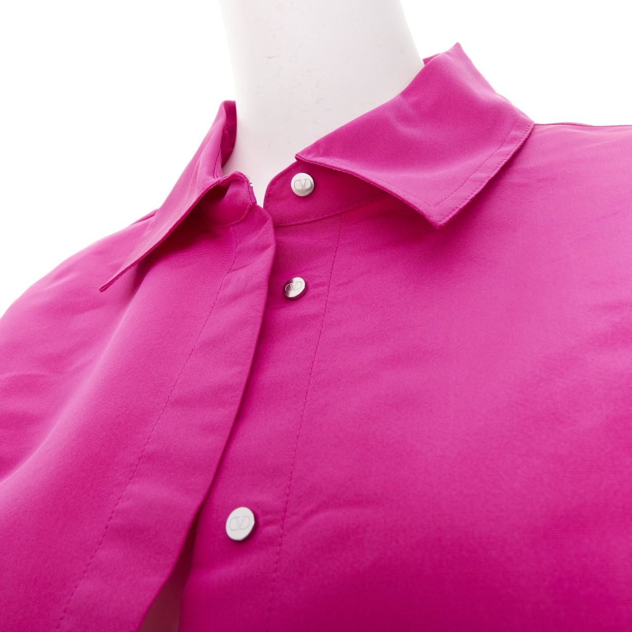 Valentino VALENTINO Pier Paolo Piccioili 2022 silk moire PP Pink 100% silk mini shirt dress IT38 XS Size XS / US 0-2 / IT 36-38 - 8 Thumbnail