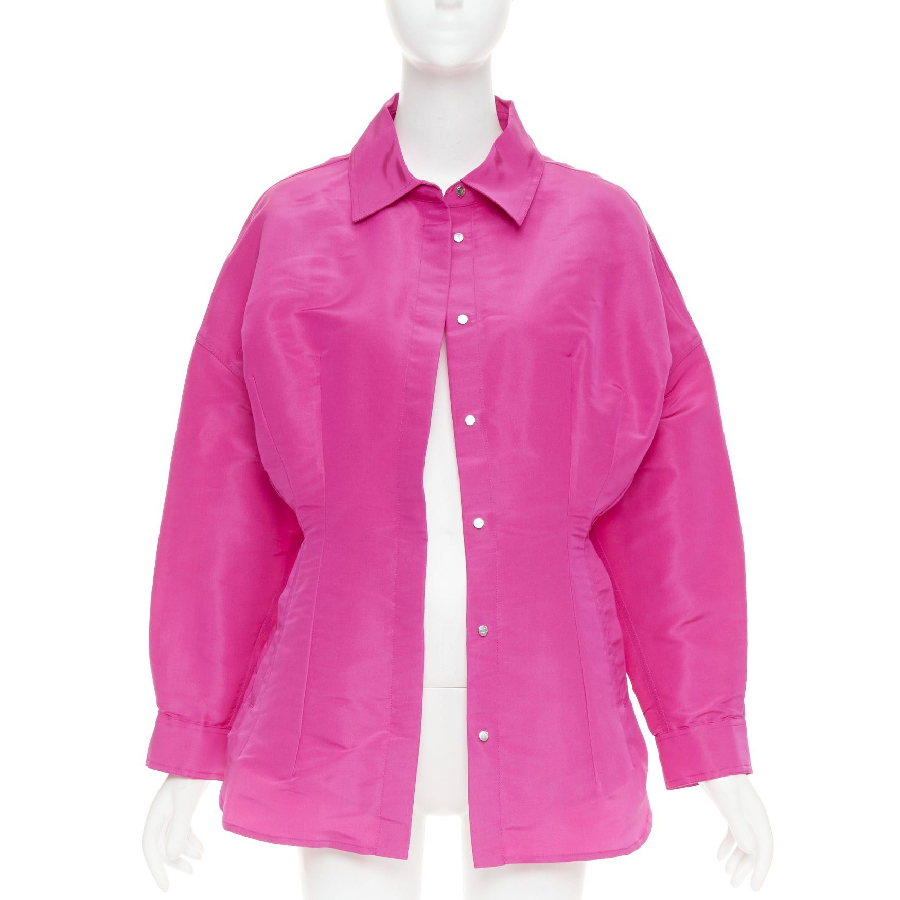 Valentino VALENTINO Pier Paolo Piccioili 2022 silk moire PP Pink 100% silk mini shirt dress IT38 XS Size XS / US 0-2 / IT 36-38 - 3 Thumbnail
