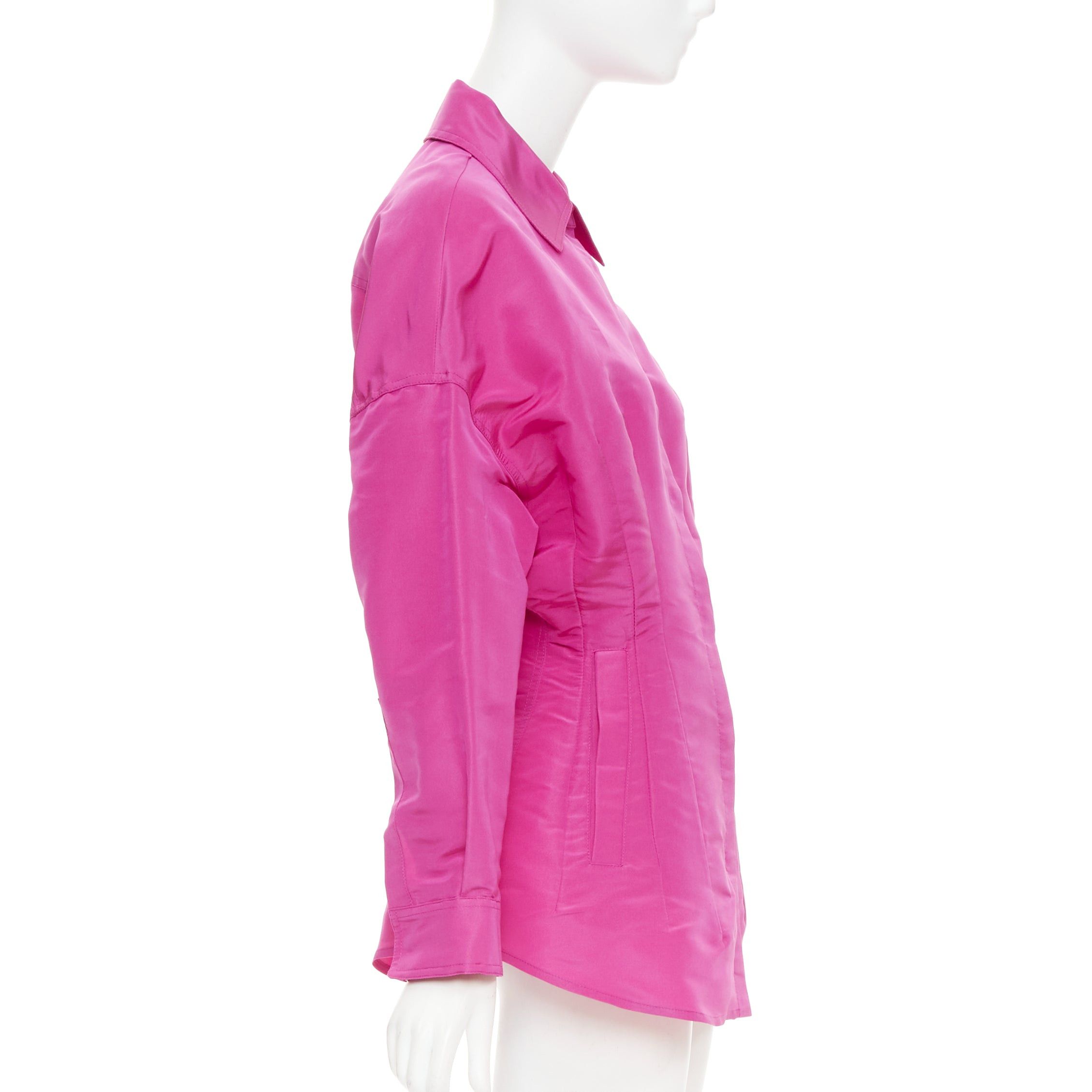 Valentino VALENTINO Pier Paolo Piccioili 2022 silk moire PP Pink 100% silk mini shirt dress IT38 XS Size XS / US 0-2 / IT 36-38 - 5 Thumbnail